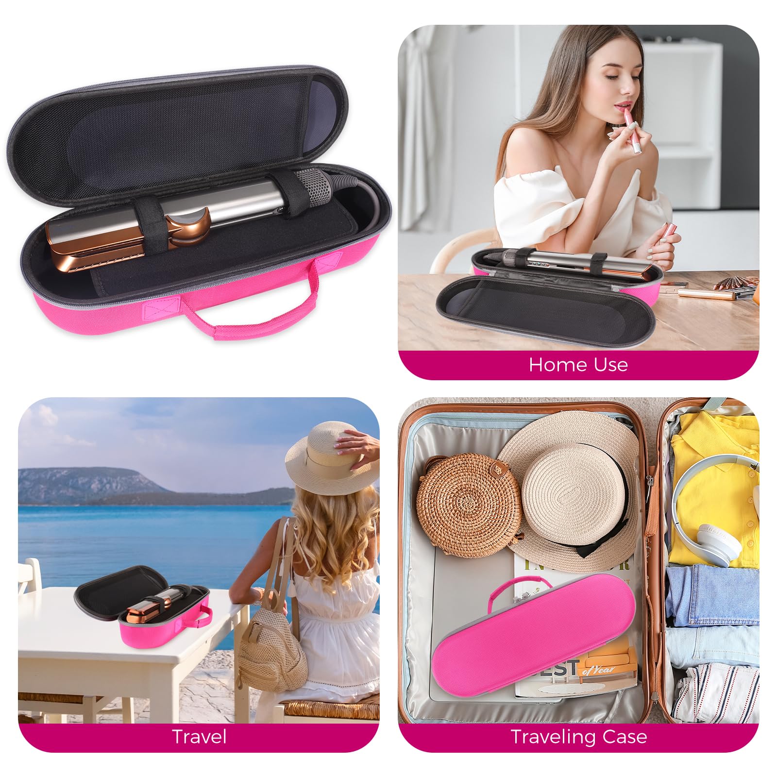 Custodia per piastra per capelli compatibile con Airstrait HT01, custodia protettiva da viaggio per piastra per capelli (rosa)