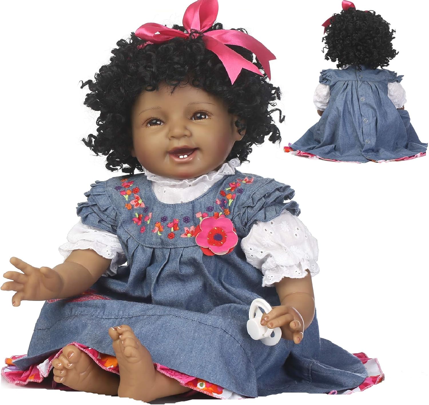 Lifelike Reborn Baby Dolls African American Black Girl Eyes