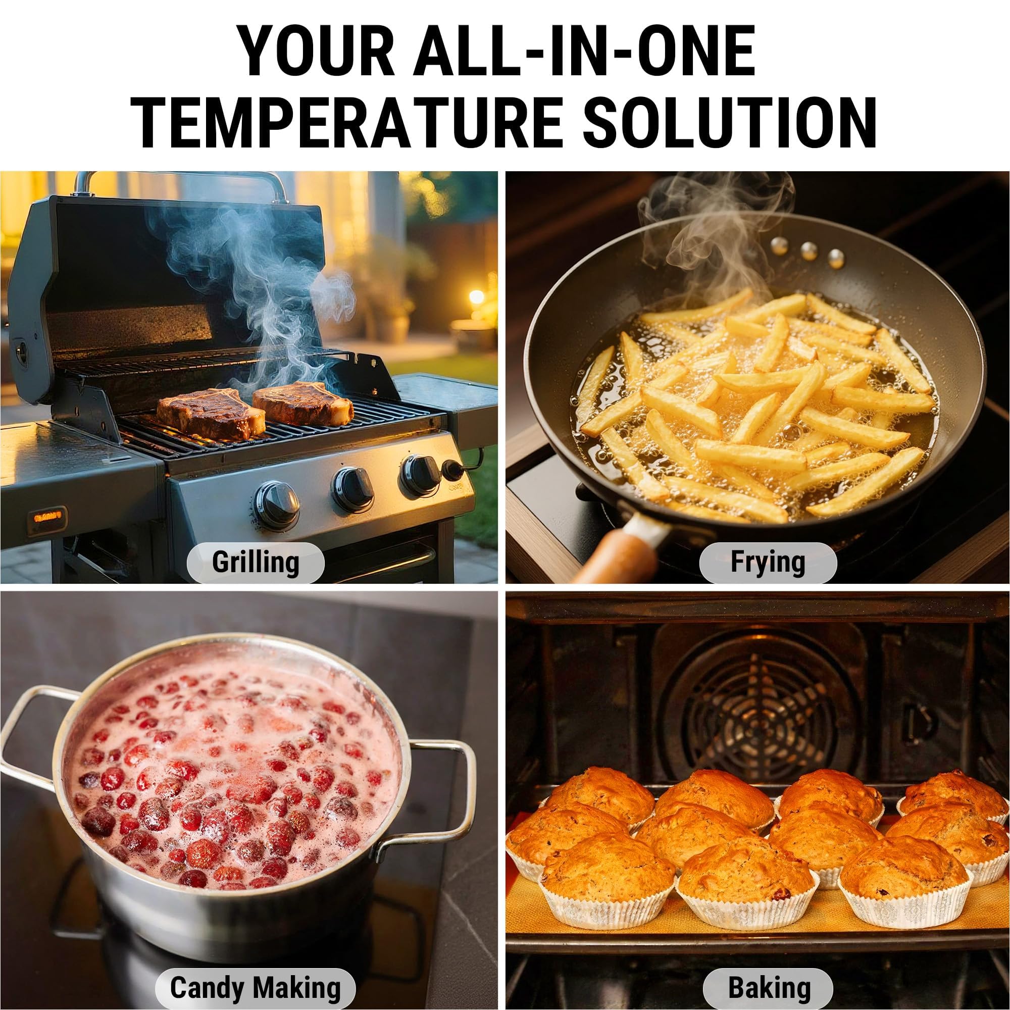 ThermoPro 0.5 Saniye Lightning Anında Okuma Özellikli Et Termometresi, Otomatik Uyandırma/Uyku/180° Döndürülebilir Ekranlı, IP67 Su Geçirmez Pişirme Termometresi (Yağda Kızartma, Barbekü, Izgara için)