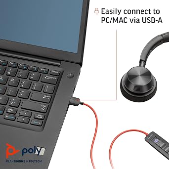 Plantronics - Blackwire 3320 - Wired, Dual-Ear (Stereo) Headset with Boom Mic - USB-A to Connect to Your PC, Mac or Cell Phone - Works with Teams (Certified), Zoom & More