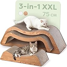 Knupis 3-in-1 Cat Scratching Furniture XXL - Scratching Board, Lying Area & Play Zone Made of Robust FSC® Cardboard - Ready to Use & Supports Claw Care (Cloud) (Brown)