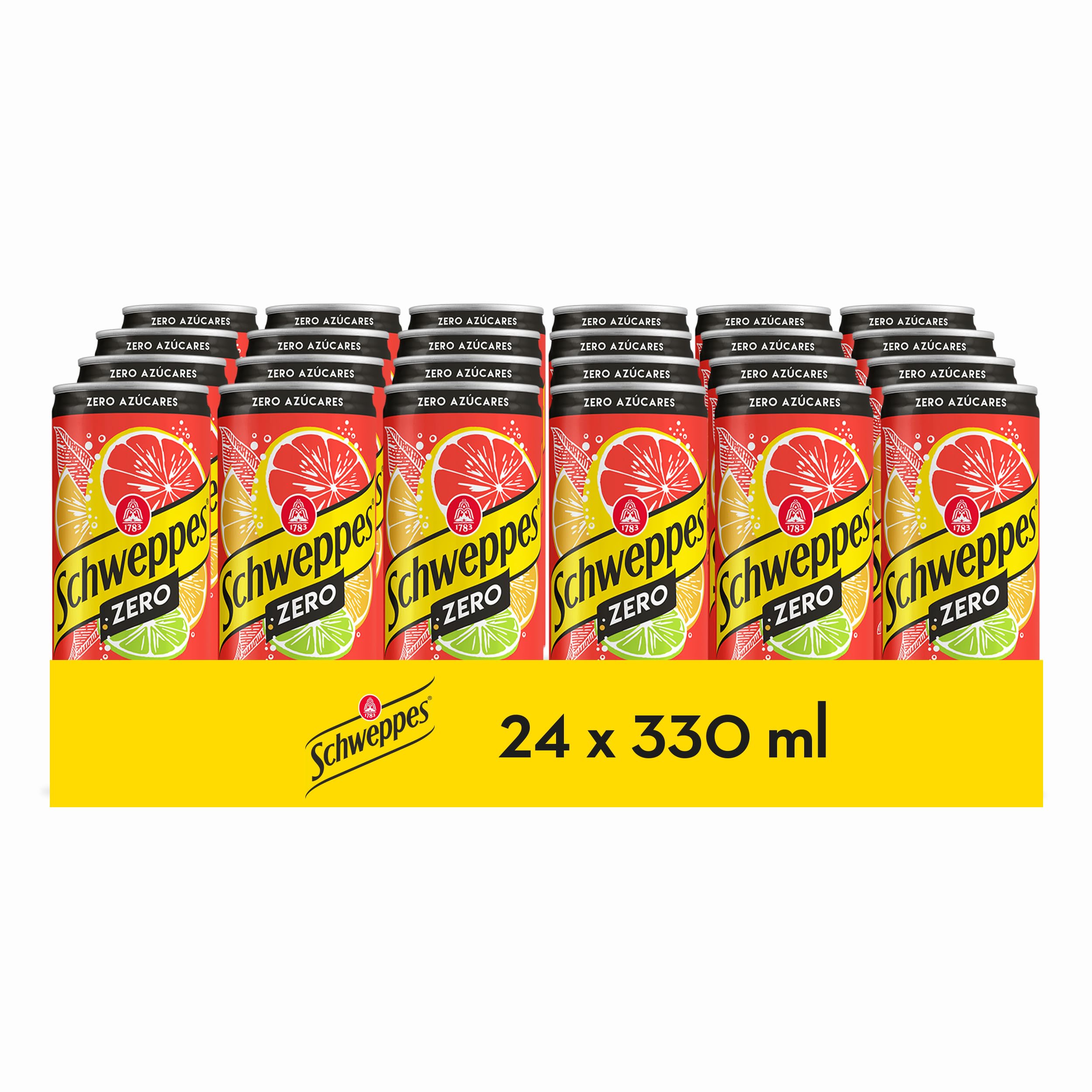 Schweppes Citrus Zero, Refresco Sin Azúcar ni Calorías - Lata, Pack 24 x 33 cl