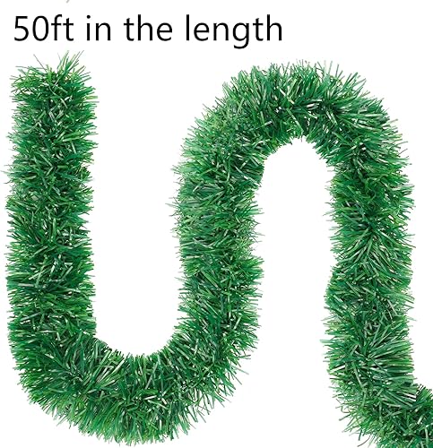 Miniatura 2 de Guirnalda de Navidad de 50 pies, guirnalda de pino artificial de vegetación, guirnalda colgante trenzada, decoración navideña para escaleras, manto,