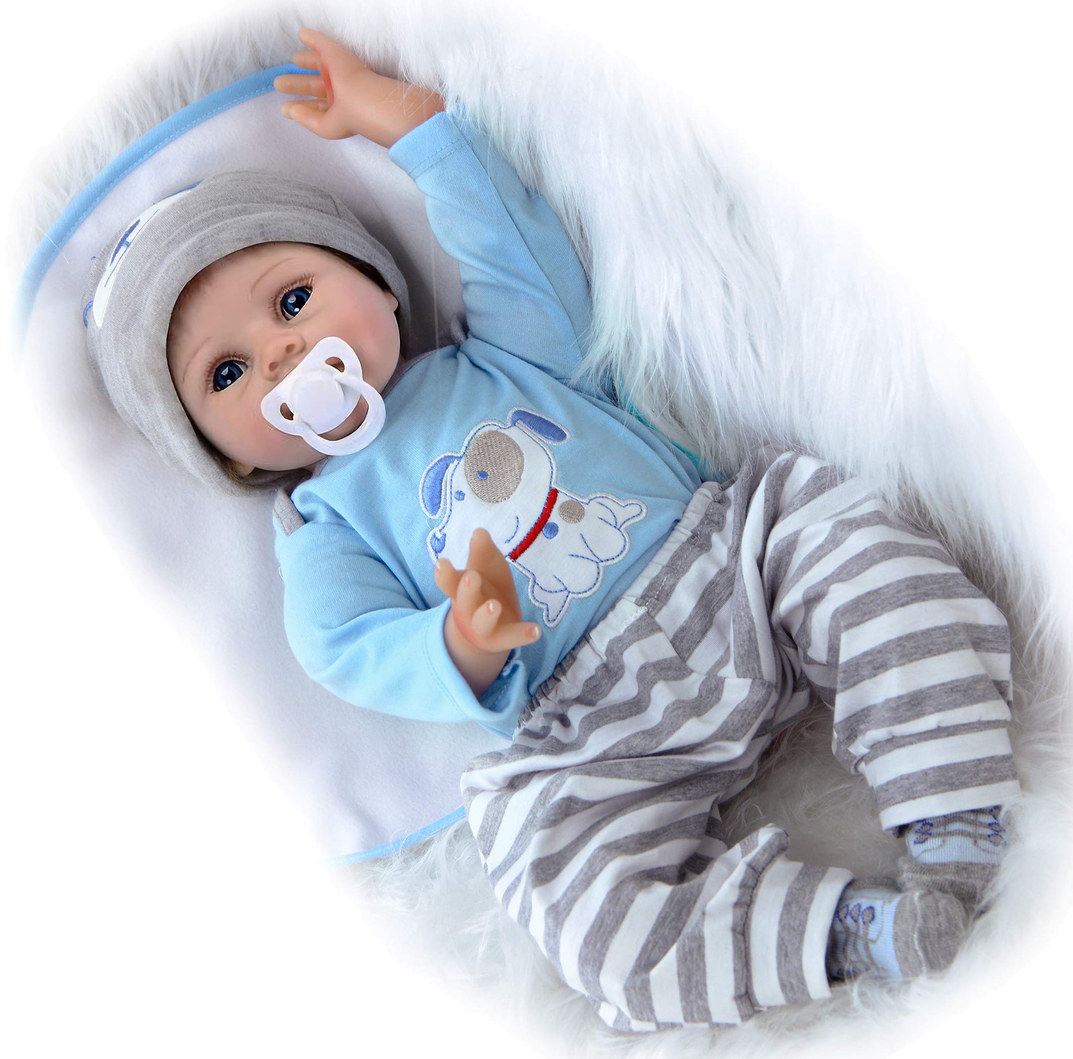 22 Pollici 55cm Bambole Reborn Maschio Silicone Morbido Vinile Vita Reale Realistico Fatto a Mano Giocattoli per Neonati Regali di Natale Reborn Baby Doll