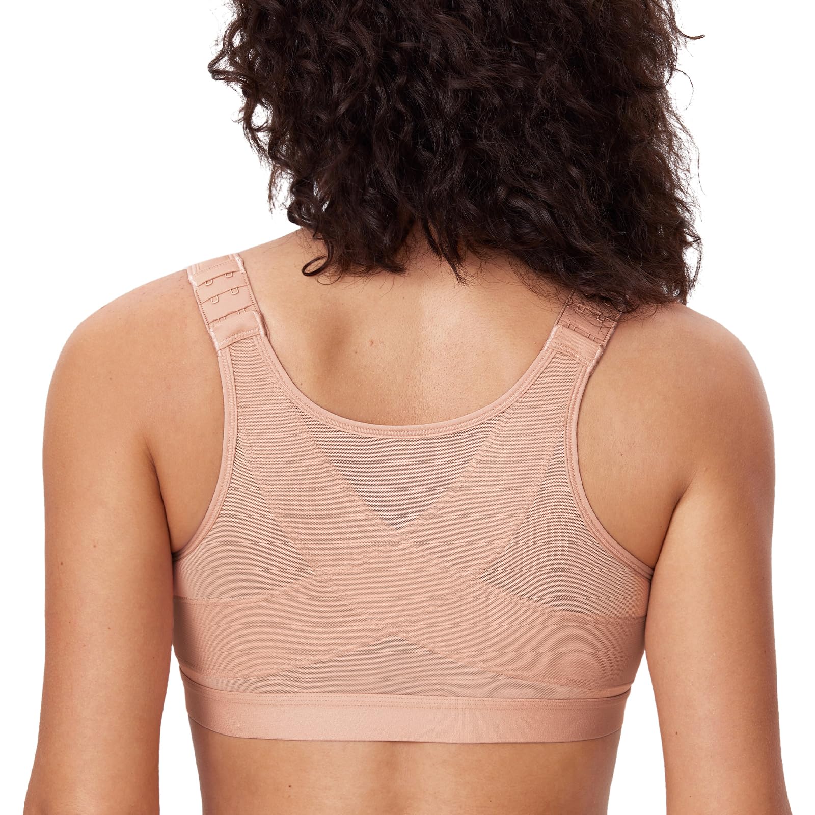 Delimira Women's Front Fastening Bras Non Wired Posture Correcting Back Support Post Surgery Bra Plus Size Comfort