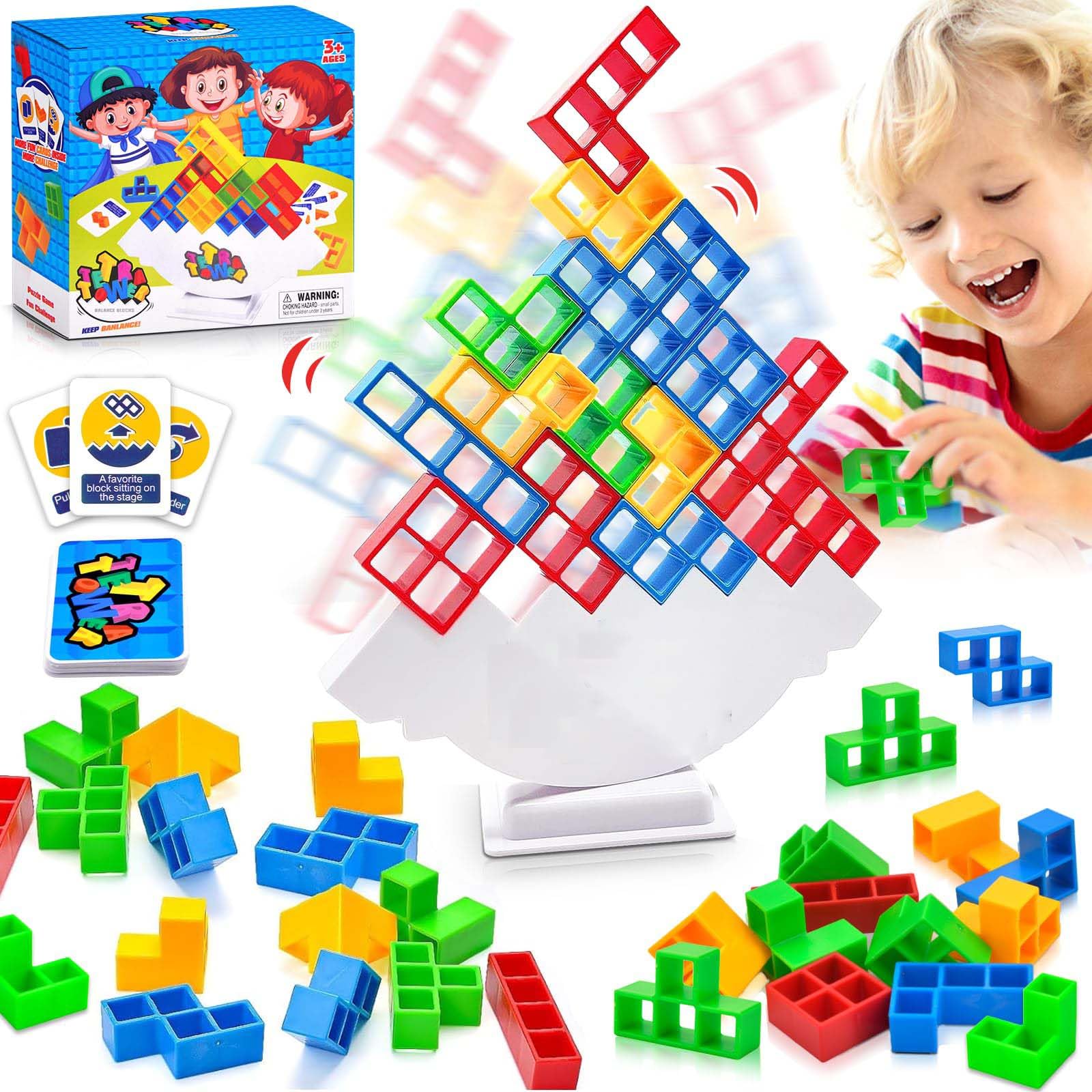 Pipihome Tetris Tower, 64 Pieces Tetris Tetra Tower, Tetris Game for Children, Tower of Tetris Game, Girl Game 4 5 6 7 8+ Years, Educational Games 3 Years, Montessori Girl Game 4 Years Old