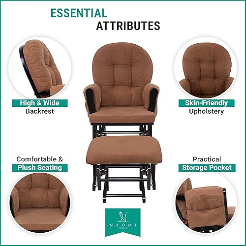 Miniatura 30 de Juego de mecedora y otomana para guardería, mecedora reclinable con otomana, silla mecedora para lactancia materna para habitación de bebé, Espresso