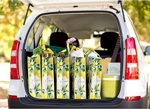 Miniatura 7 de NymphFable Paquete de 5 bolsas de compras reutilizables con limones, pájaros, mariposas, lavables, bolsas de tela