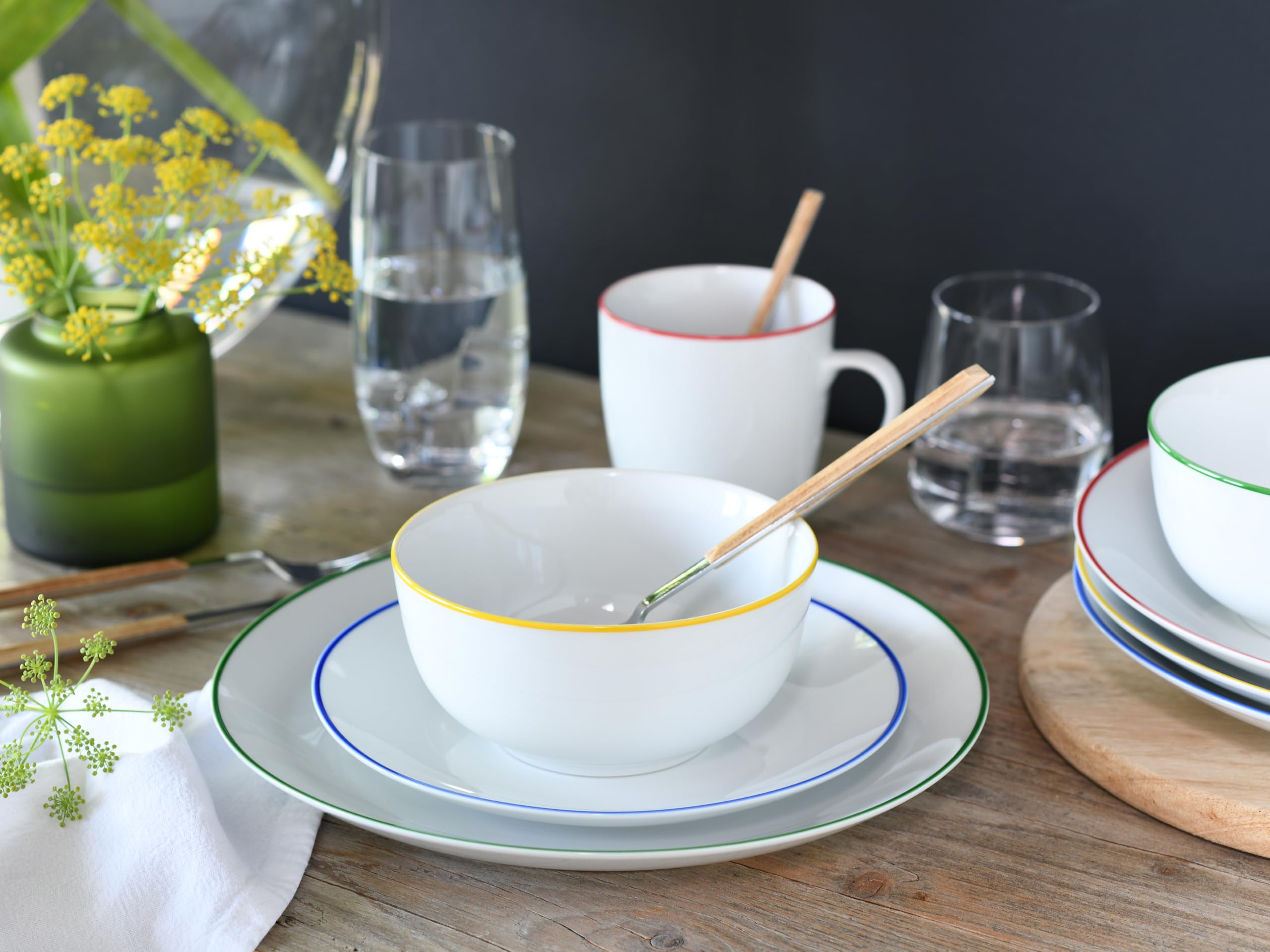 CreaTable, 24055 Luna Color Line - Vajilla de 20 piezas para 4 personas (porcelana, apta para lavavajillas y microondas, producción de calidad)