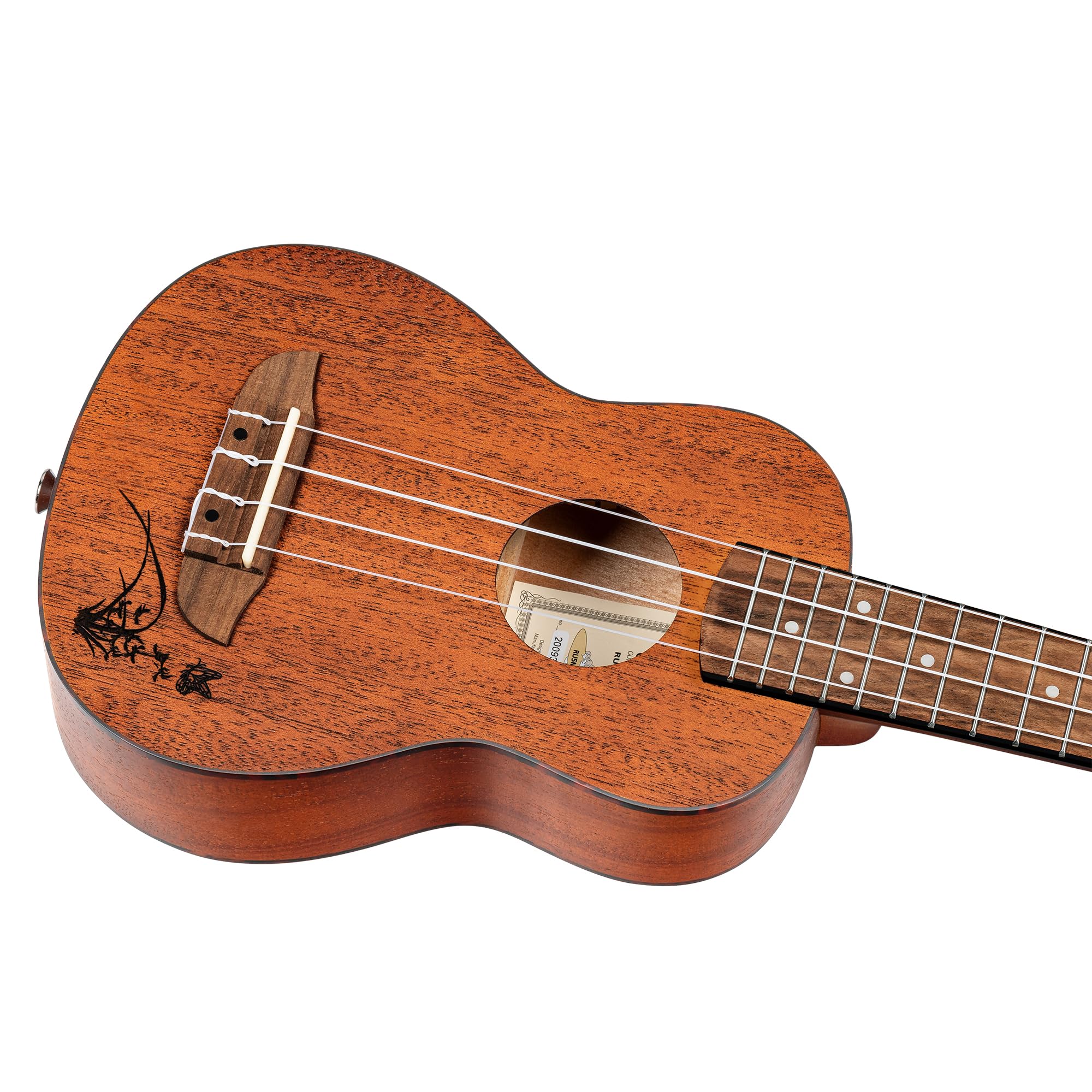 Ortega Soprano Ukulele - Bonfire Series - grabado con láser, RU5 mm-SO, marrón