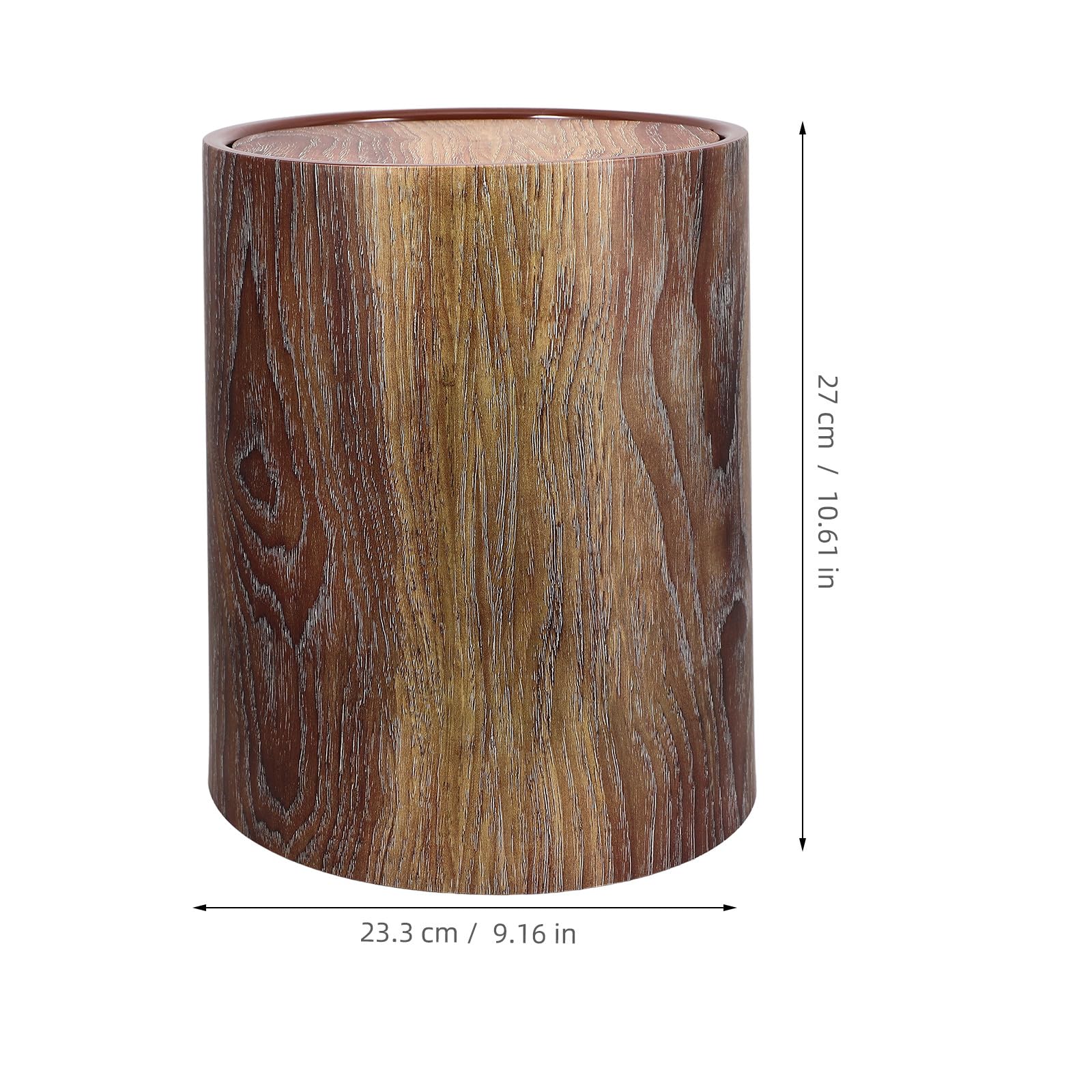 Cubo de Basura de 12l Tapa Abatible de Imitación Madera en Pp, Gran Capacidad y Resistente a Deformaciones para Oficina y Cualquier Espacio