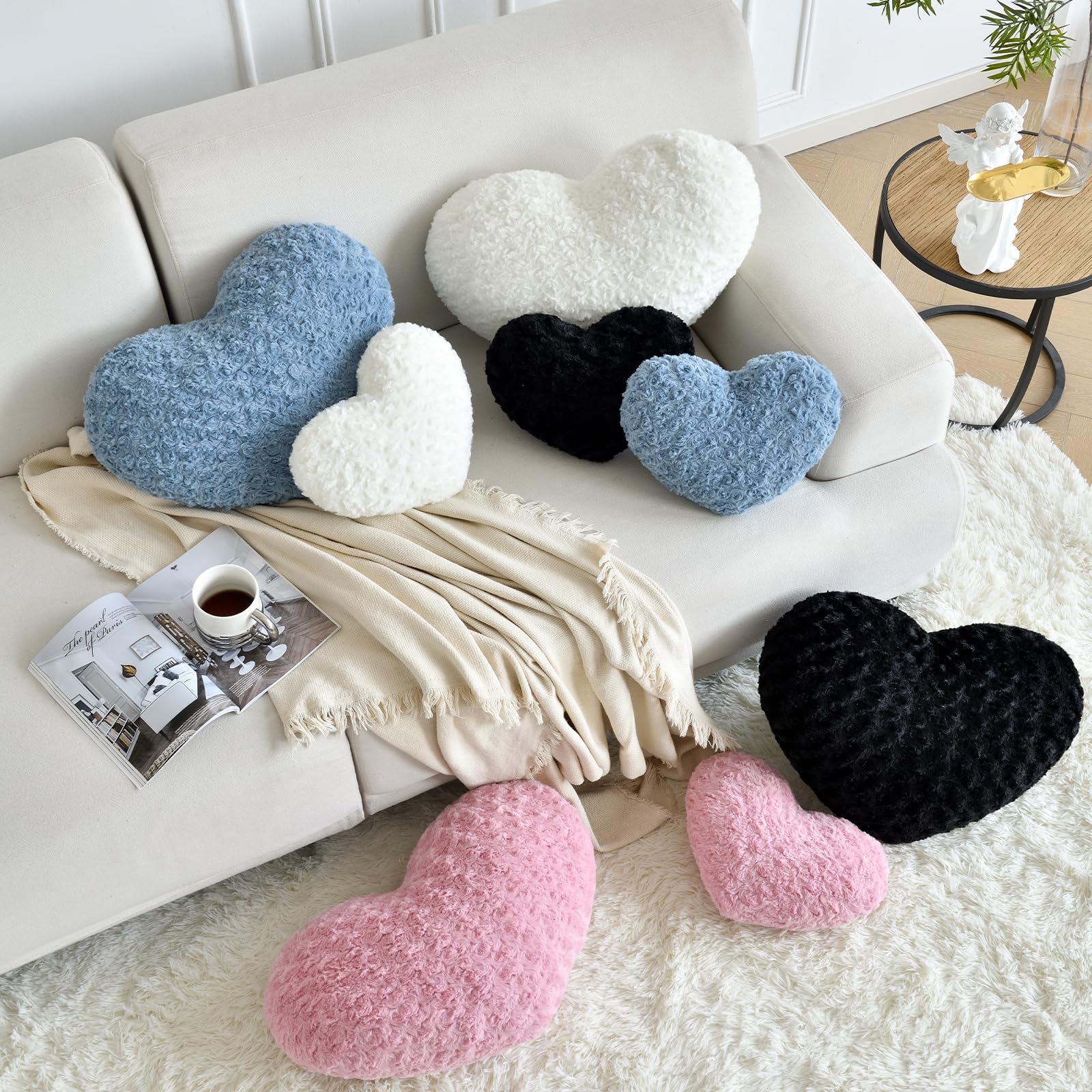 ZCNYCLAM Heart Pillow, Soft Heart Shaped Pillow with Room Decorative Throw Pillows for Bed Couch Chair Sofa, Heart Shaped Cute Throw Pillow Cushion for Bedroom Living Room (Pink, Mini 12.9" x 9.8"): Mini 12.9" x 9.8" Ivory White
