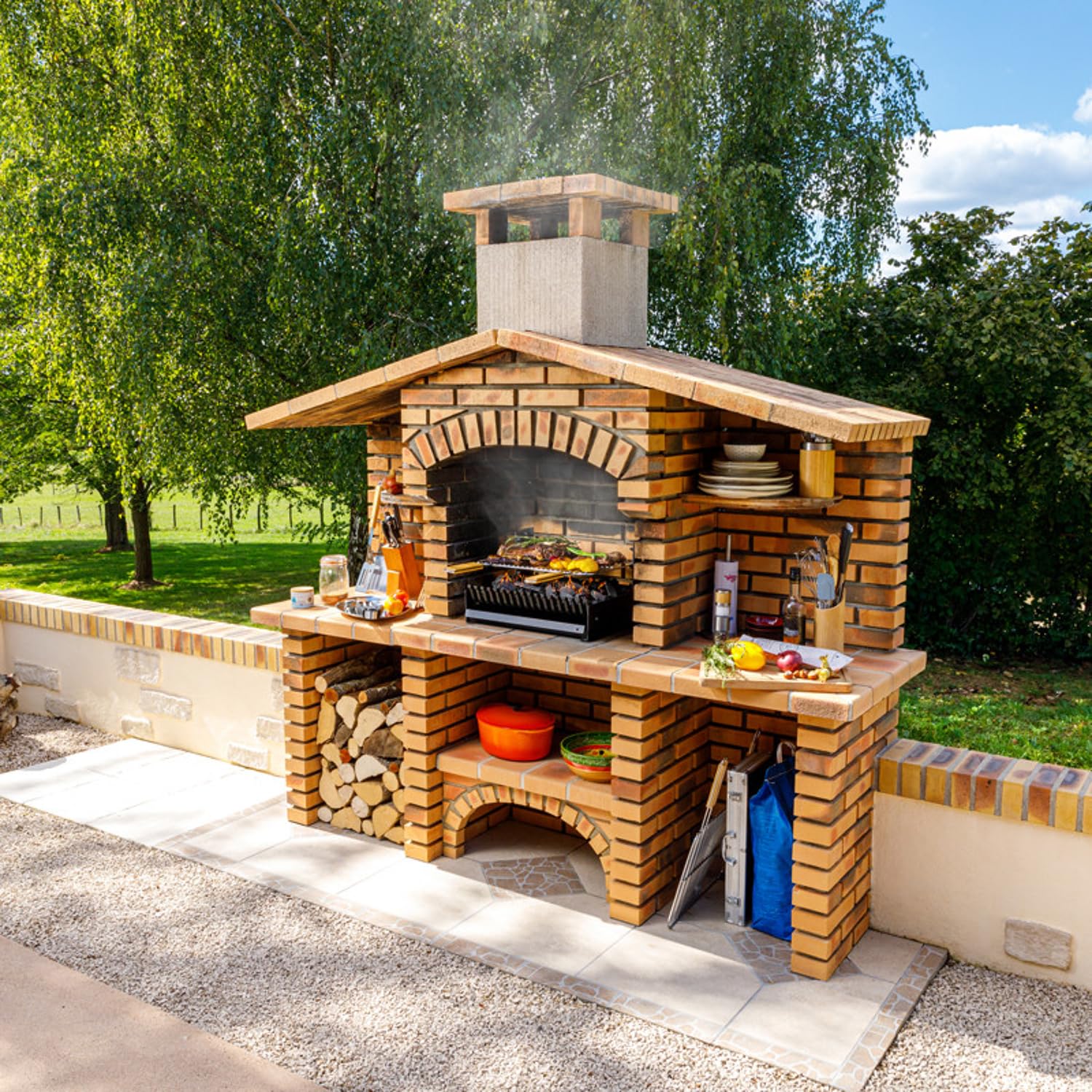 Happy Garden Barbecue au Charbon de Bois réglable en 3 hauteurs GRILLOIR