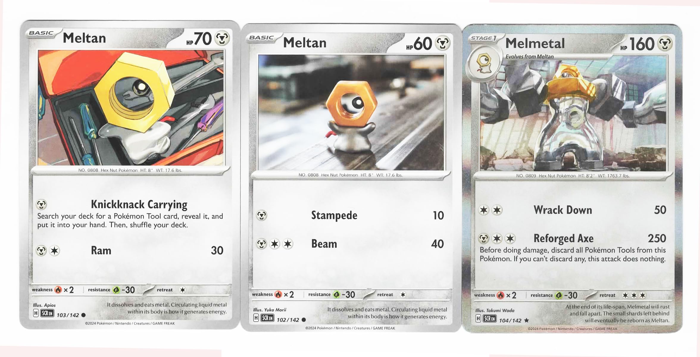 Melmetal 104/142 - Stellar Crown Pokemon Card Lot - 3 Card Set