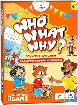 Who What Why Conversation Cards for Kids – Learning Materials for Social Skills, Emotional Intelligence & Critical Thinking – Speech Therapy Resources, Articulation & Sequencing Card Game, Ages 4+