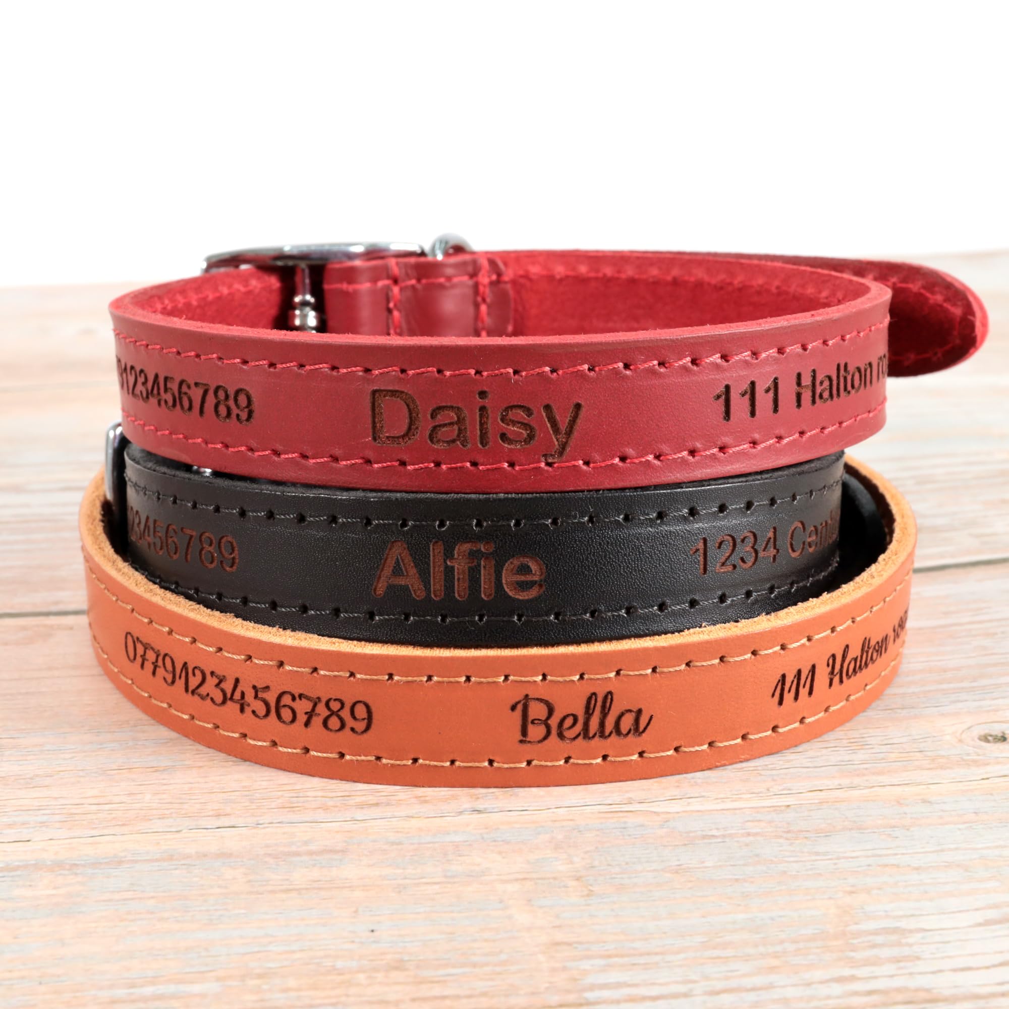 CustomDesign.Shop Collare per Cani in Pelle Personalizzabile, Ancol Heritage, in Pelle di Alta qualità, Realizzato nel Regno Unito | Medaglietta per collare Ancol con incisione laser personalizzata con il tuo testo o nome ~ realizzata in vera pelle