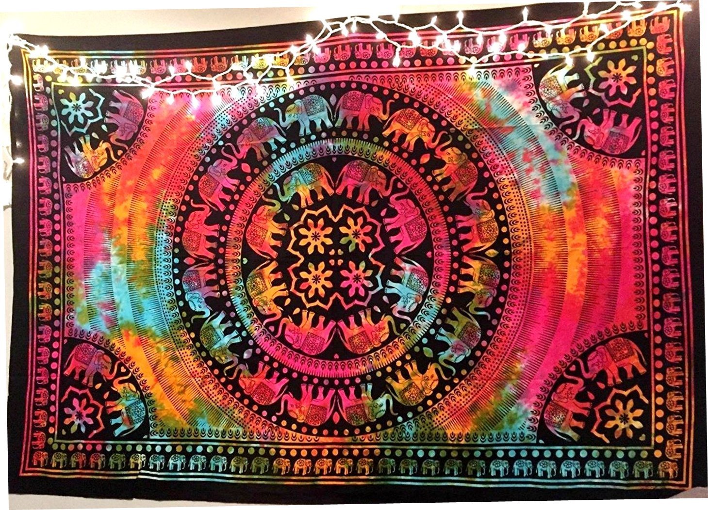 Multi Color Elephant Tapestry Indian Wall Decor Hippie Mandala Tapestry Wall Hanging by Diyana Impex (multi)