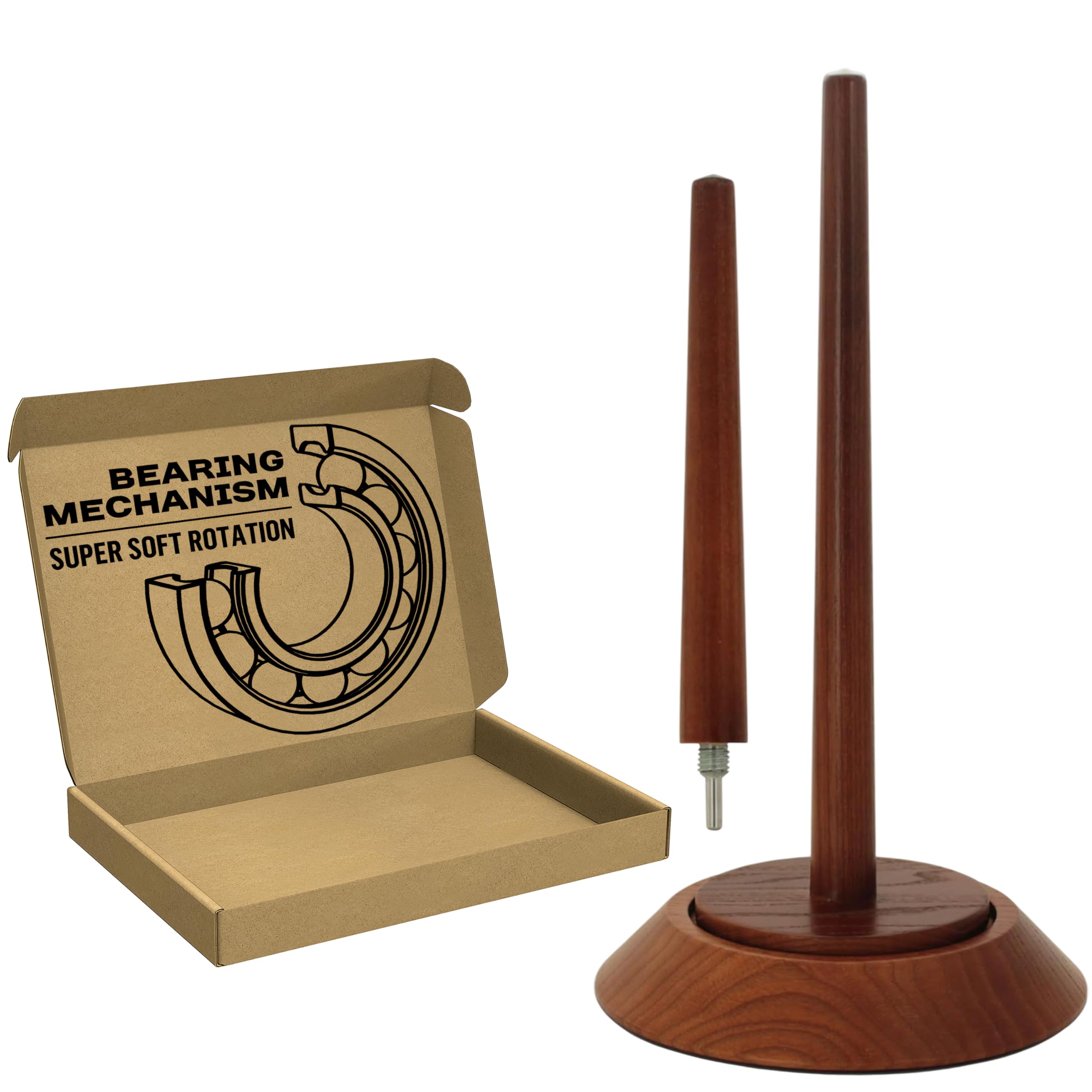 BARVA Yarn Holder Set 22 Lb Capacity for Chunky Yarn w/Extra Spindle | Smooth Bearing Spinner & Big Rubber Anti Slip Pads for Stability | European Wood Crochet Accessories & Fiber Crafts Pro Tools