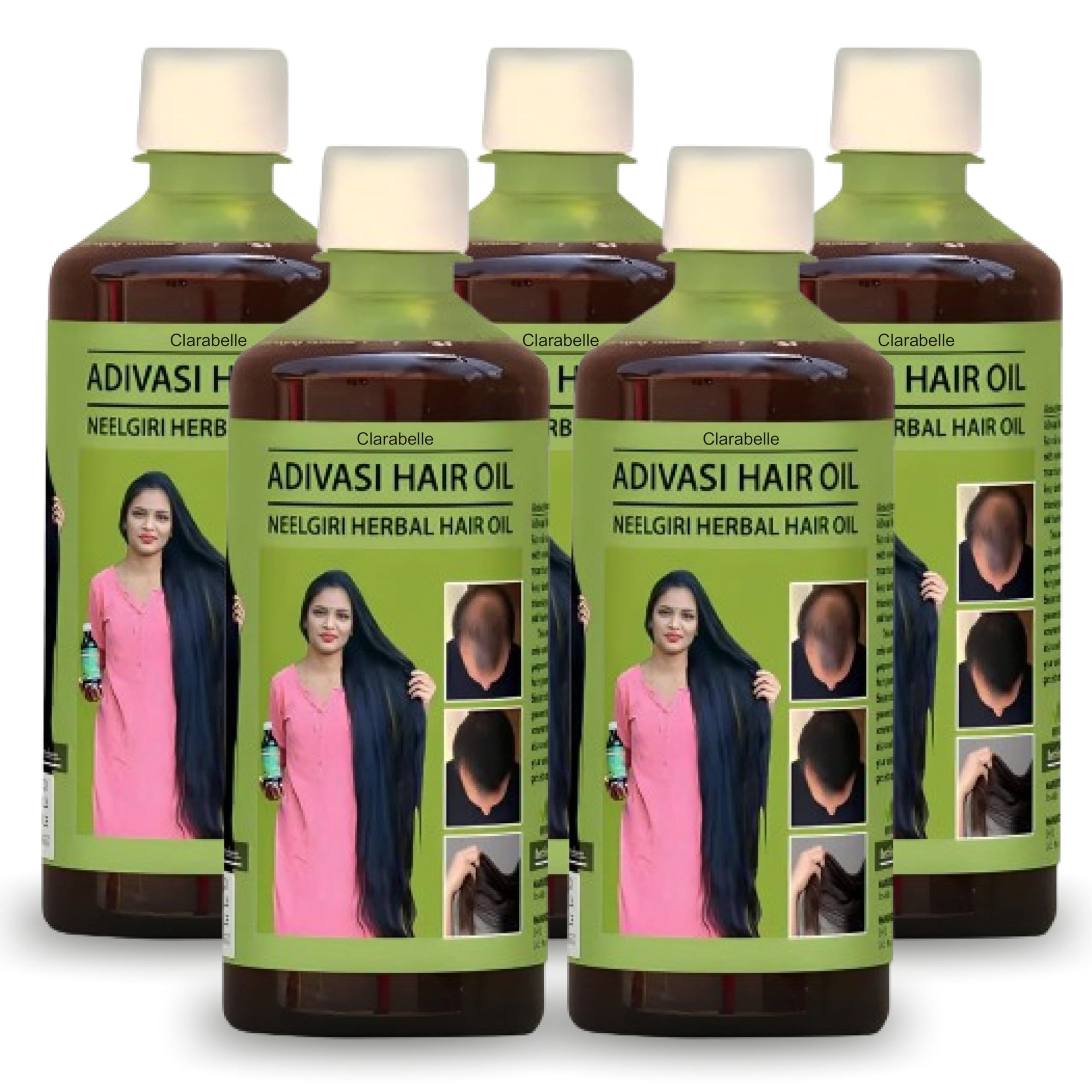 CLARABELLE PROFESSIONALS Adivasi Neelgiri Herbal Hair Oil With Infusion Of 108 Types Of Herbs For Hair Growth, Anti Hair Fall & Anti Dandruff Oil | Suitable For All Hair Types (Pack Of 5)