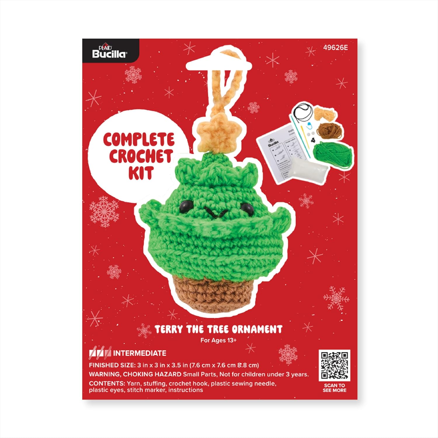 Bucilla Complete Crochet Kit, Billy The Bear, 5"
