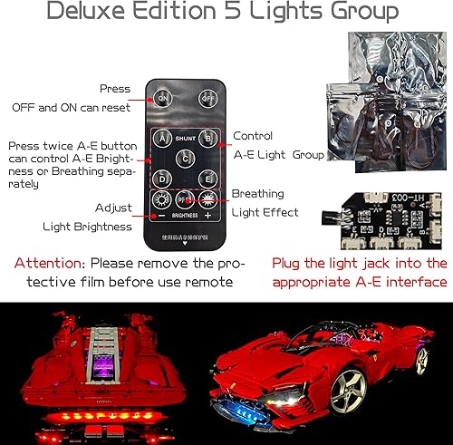 Miniatura 2 de Juego de motores con función de potencia de 44 piezas, nuevos grupos de iluminación por control remoto y paquete de baterías para juegos técnicos