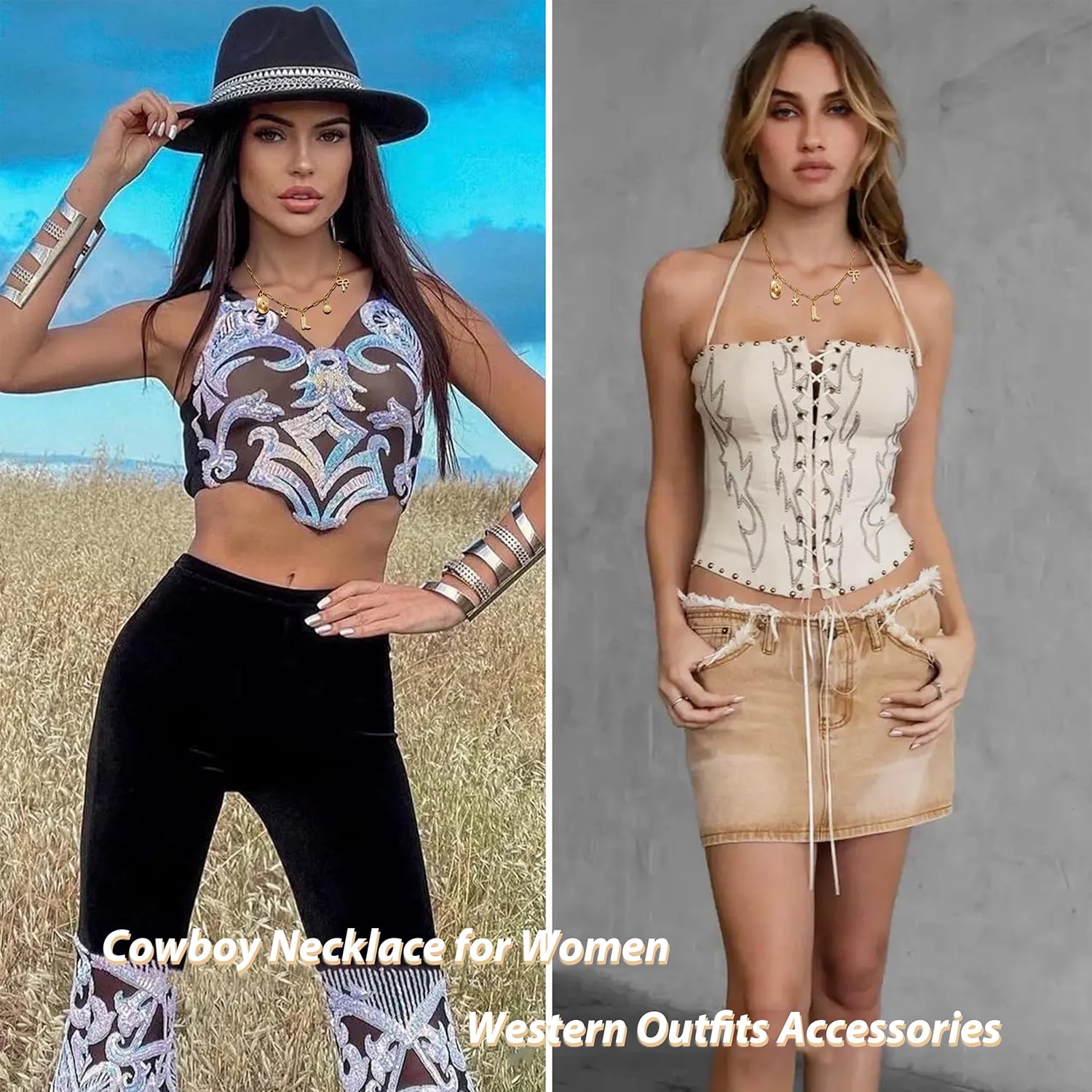 Western Jewelry for Women Cowboy Boot Charm Necklace Cowgirl Accessories Country Concert Outfits for Women Western Boho Jewelry Gifts - Image 3