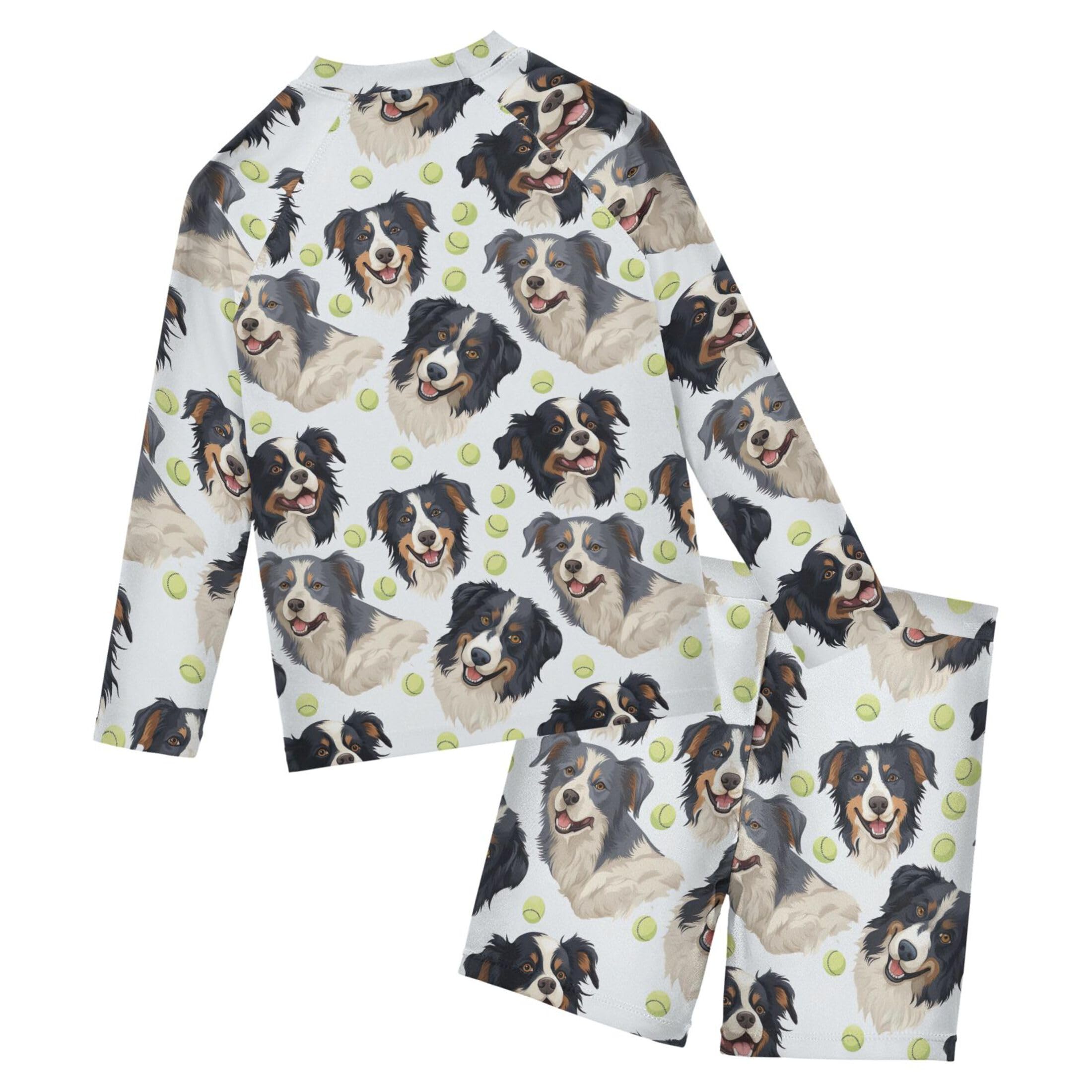 Dog Puppy Pug Animal Toddler and Baby Boys' 2-Piece Swimsuit Trunk, Long Sleeve Rashguard Bathing Suit B0402820