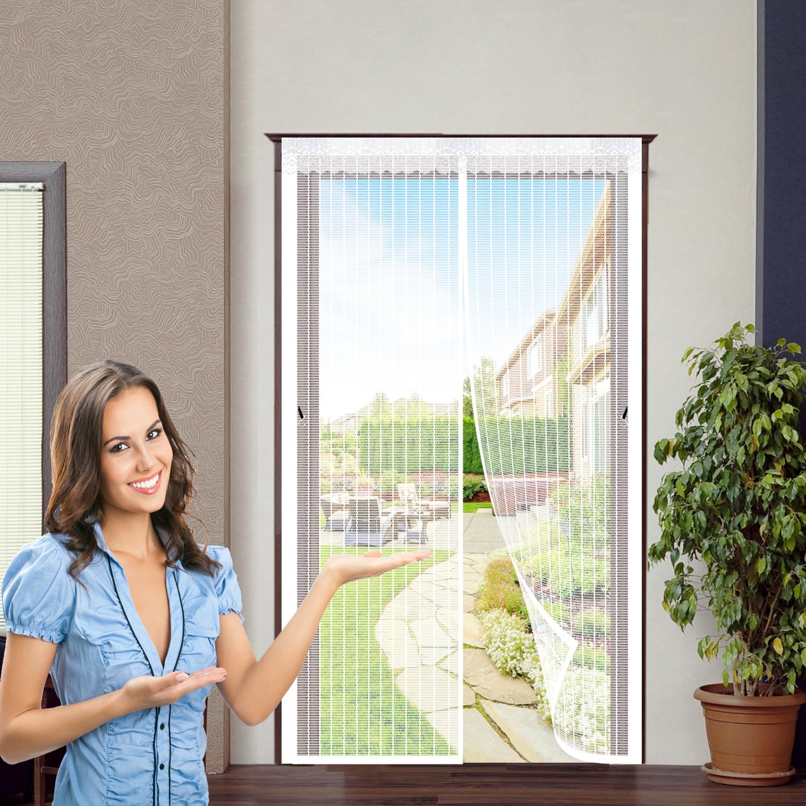 Moustiquaire de porte blanche 120x190 pour un salon frais en été