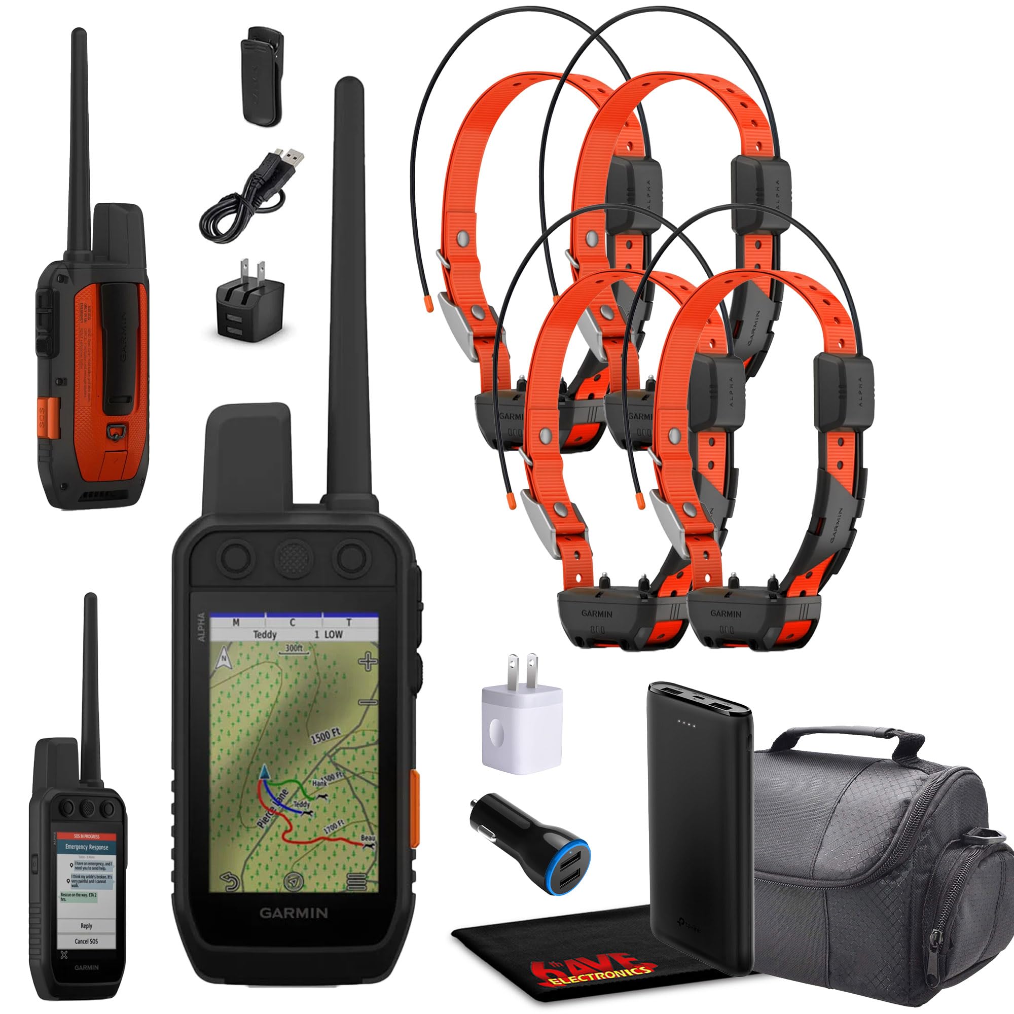 Garmin Alpha 300i Handheld Advanced Dogs Tracking & Training System with inReach Technology Bundle with 4X Garmin Dog Collars Alpha TT25 Tracker &