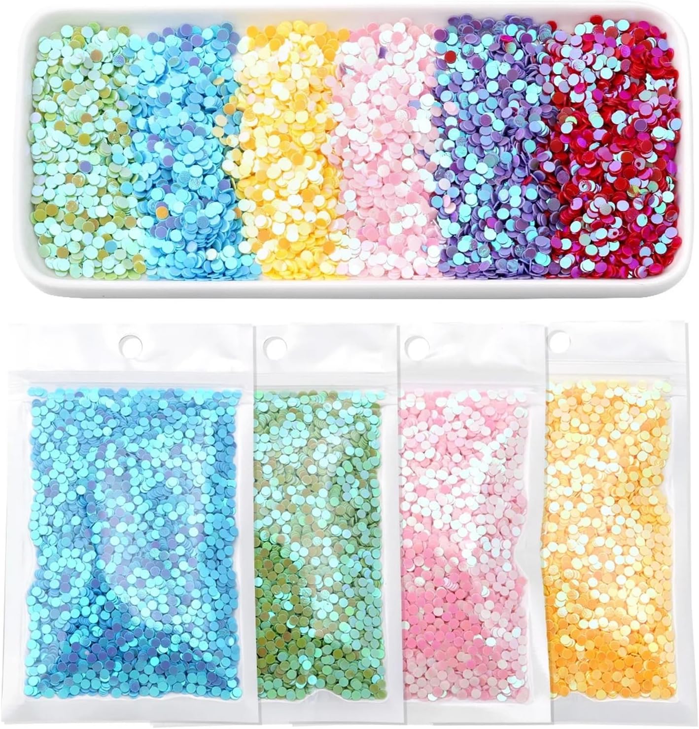 Flat Round Craft Sequins 3mm Flat Round Loose Sequins Crafts Paillette Sewing Clothes Decoration DIY Accessory(Pink)
