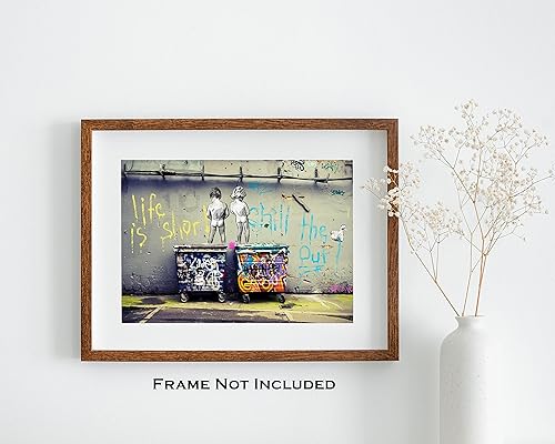 Miniatura 3 de Banksy - Famous British Street Graffiti Artist and Activist - Contemporary Wall Art Print -10x8 UNFRAMED - Life Is Short Chill the Duck Out - Great