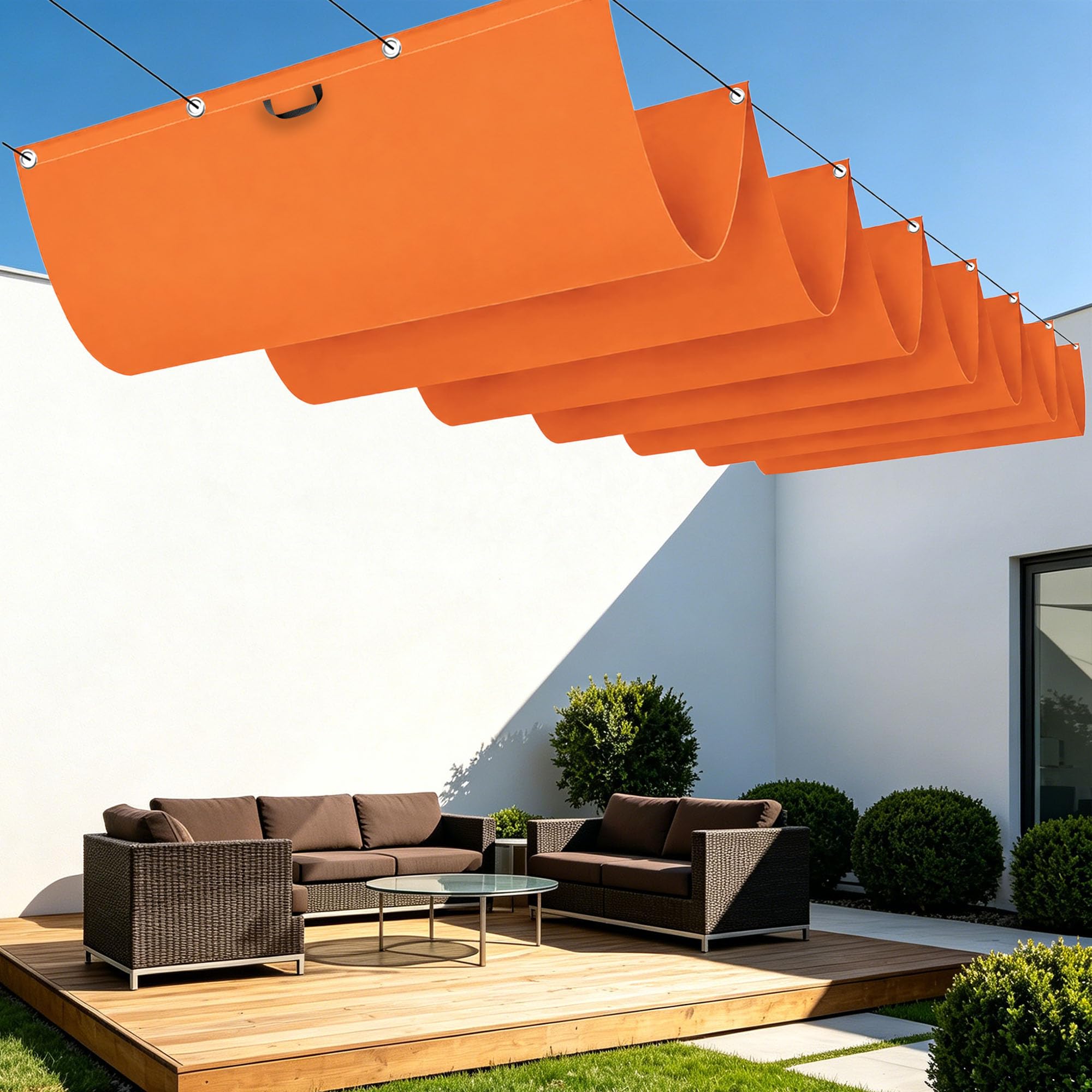 Voiles d'ombrage avec œillets au design de vague élégant pour aménagement extérieur haut de gamme