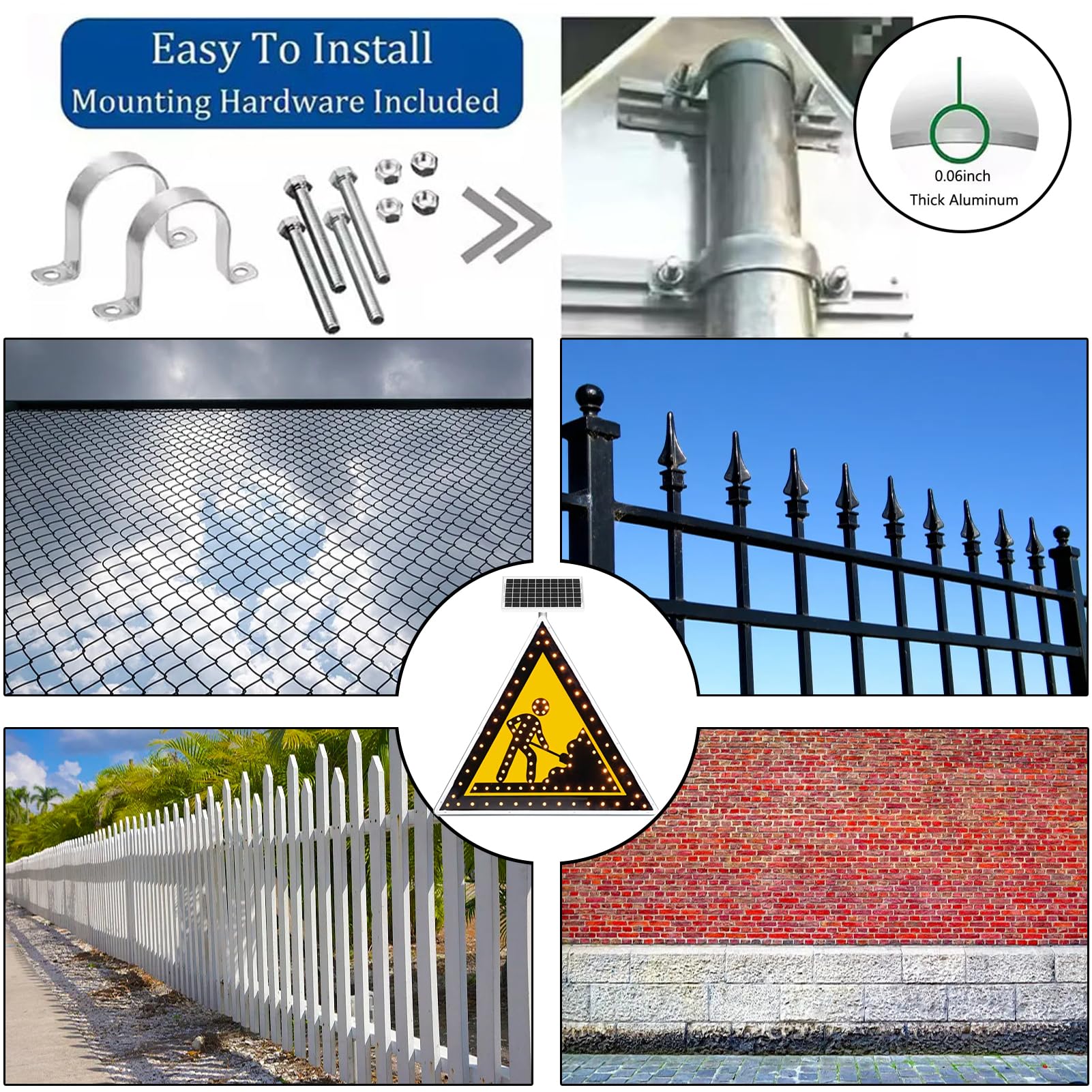 señales metálicas de Aluminio para tráfico Vial, decoloración, para Uso en Exteriores, energía Solar, lámpara led Intermitente de Alta luminosidad