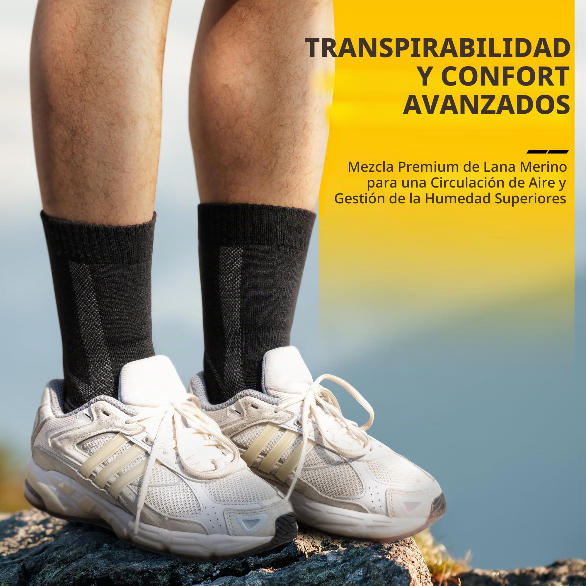 CAMBIVO Calcetines Antiampollas Senderismo Lana Merino 2-3 Pares Transpirable Trail Running Trekking
