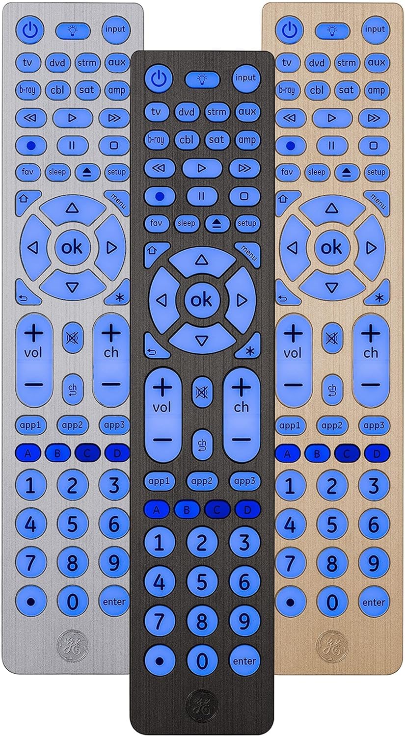 GE Backlit Universal Remote Control For Samsung Vizio LG Sony Sharp Roku Apple TV TCL Panasonic Smart TVs Streaming Players Blu-ray DVD 8-Device 37123