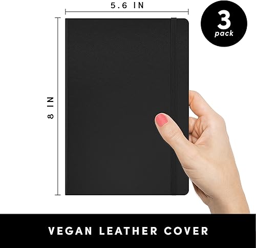 Miniatura 2 de PAPERAGE - Paquete de 3 cuadernos de líneas, azul marino, tapa dura, tamaño mediano 5.7x8 pulgadas, papel 100 gsm de grosor, para oficina, hogar,