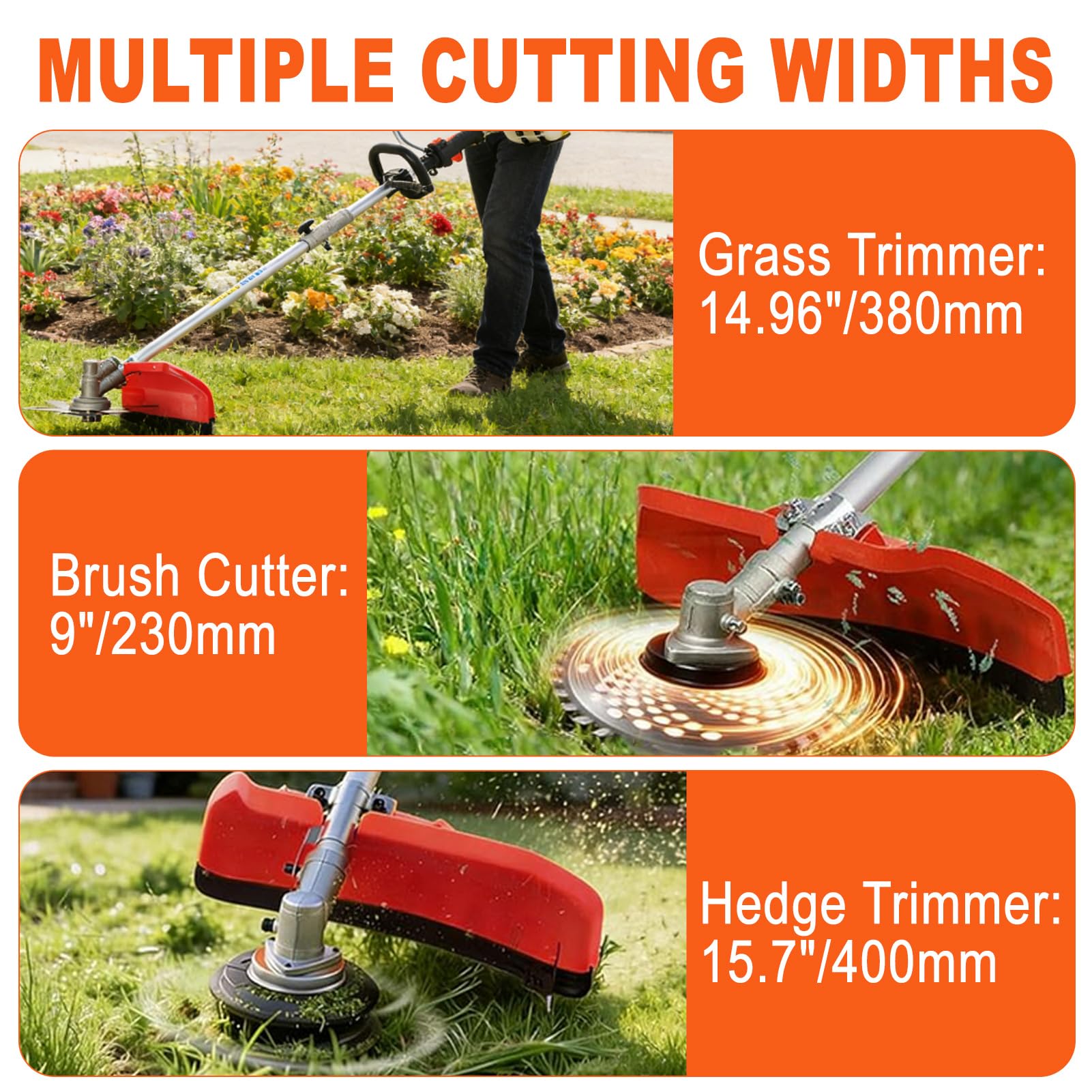 5 w 1 Weed Eater silna, wydajna kosiarka, w pełni funkcjonalne akcesoria do żywopłotu, 52 cm³, benzyna, nożyce do żywopłotu, pilarka łańcuchowa (czerwona)