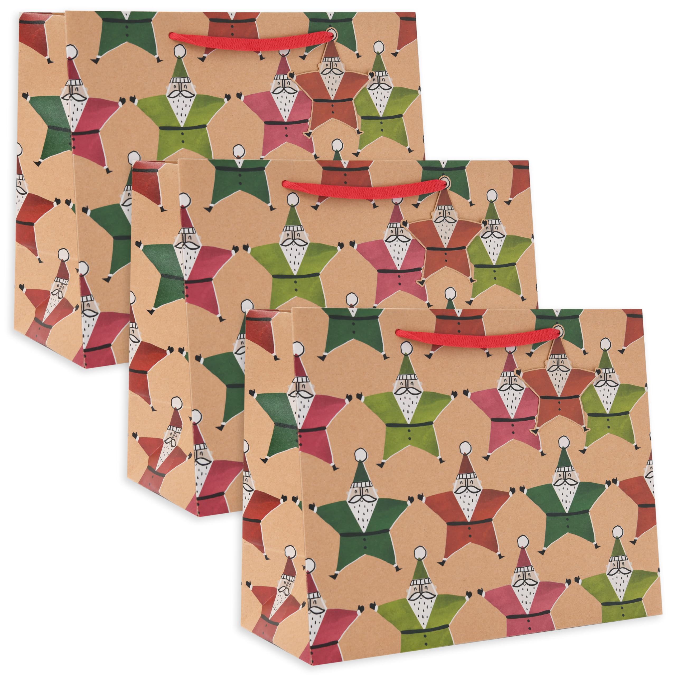 UK Greetings | Multipack of 3 Large Gift Bags for Christmas | Him/Her/Friend | Santa Kraft Design | 33 x 26.7 x 13.7 cm