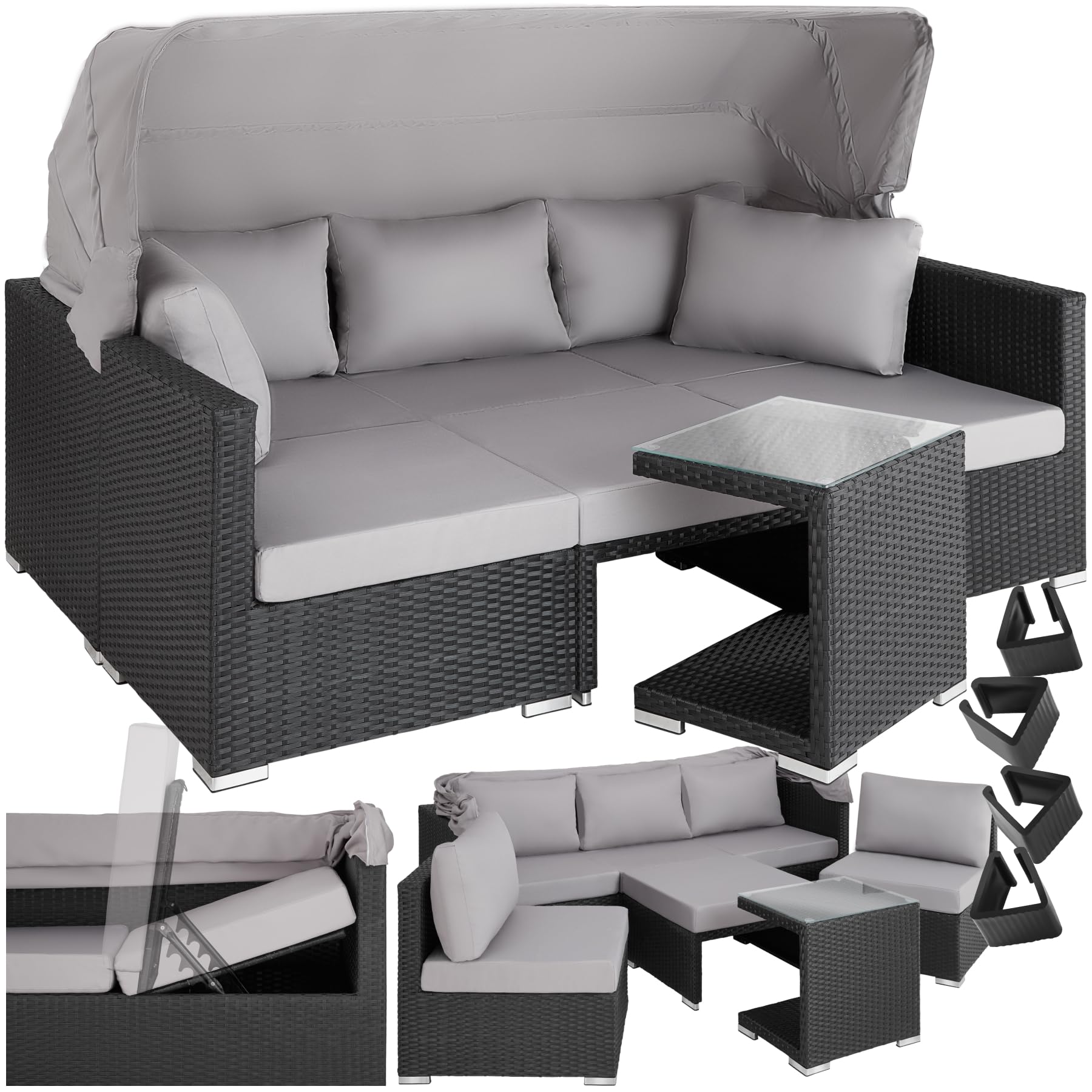 Divano Da Giardino In Polyrattan - Salotto Esterno Con Cuscini Spessi, Design Moderno - Foto 4