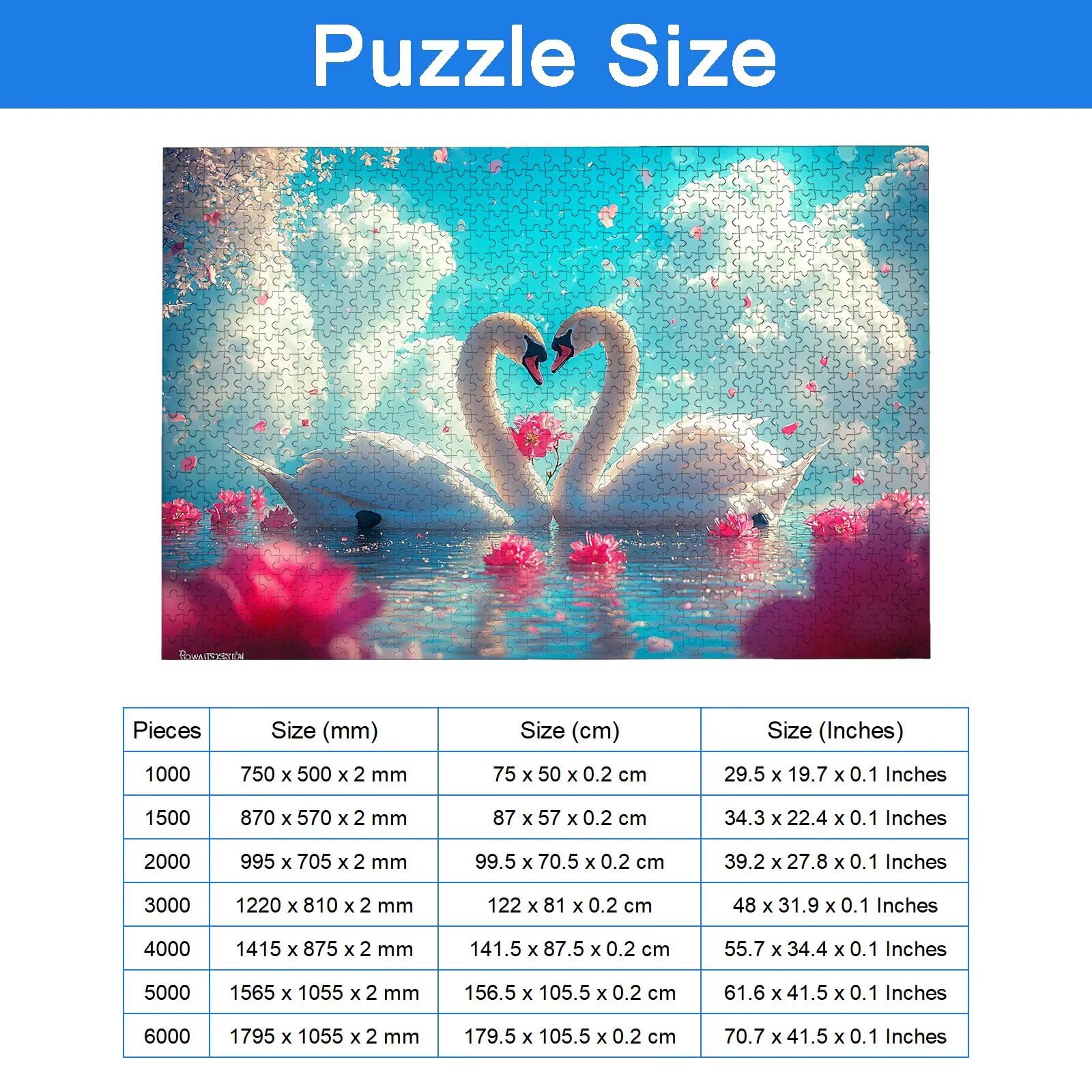 Puzzle 2000 Piezas Cisne, Puzzle Animal con Caja para Adultos, 99.5x70.5cm, DIY 2000 Piezas Rompecabezas Madera para Adultos, Rompecabezas Desafiante para Decoracion Hogar y Pared, Regalo Mujer, -7247
