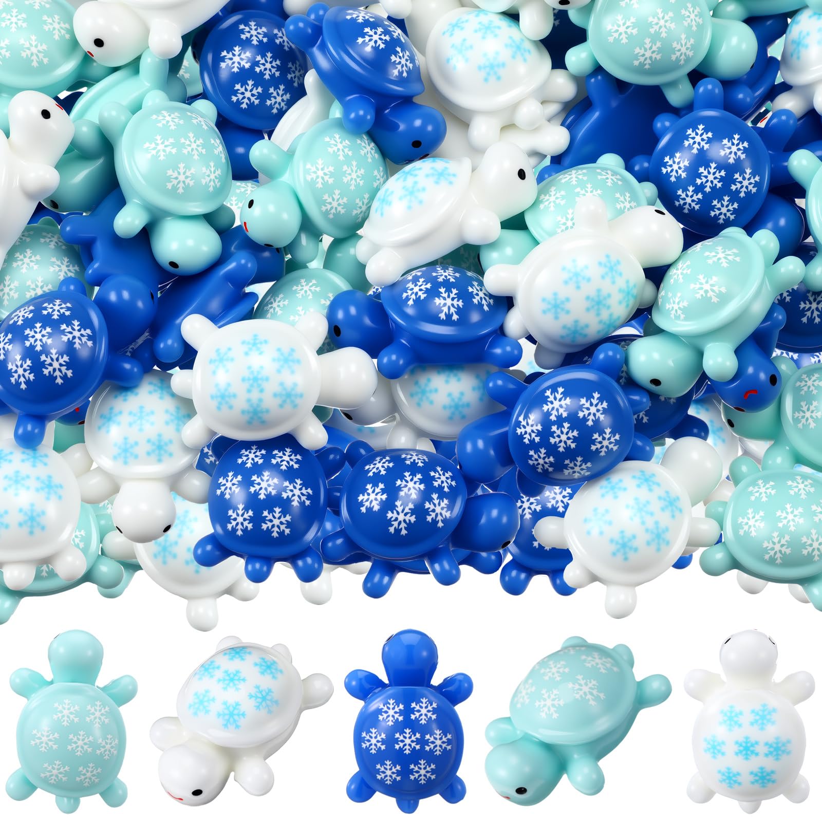 Bucherry 100 Pcs Winter Mini Resin Turtle Snowflake Tiny Turtle Figure Bulk