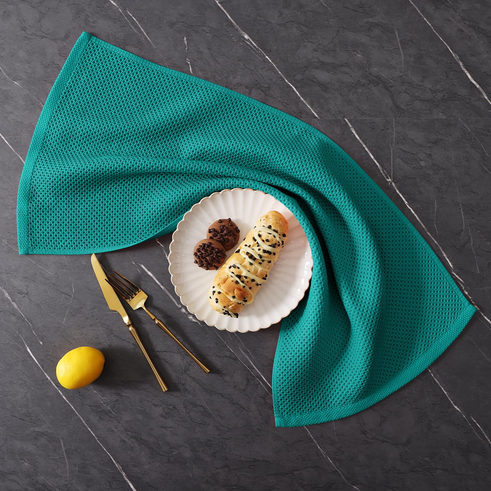 Homaxy Lot de 10 torchons de cuisine et torchons de cuisine 100 % coton, bleu sarcelle