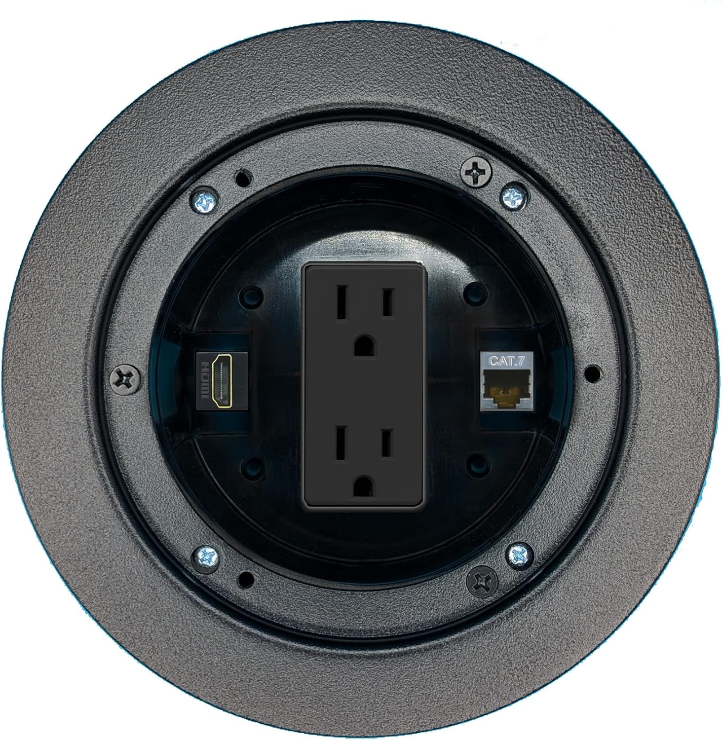 RiteAV CAT7 HDMI Floor Box Wall Plate with Power Outlet [Black]