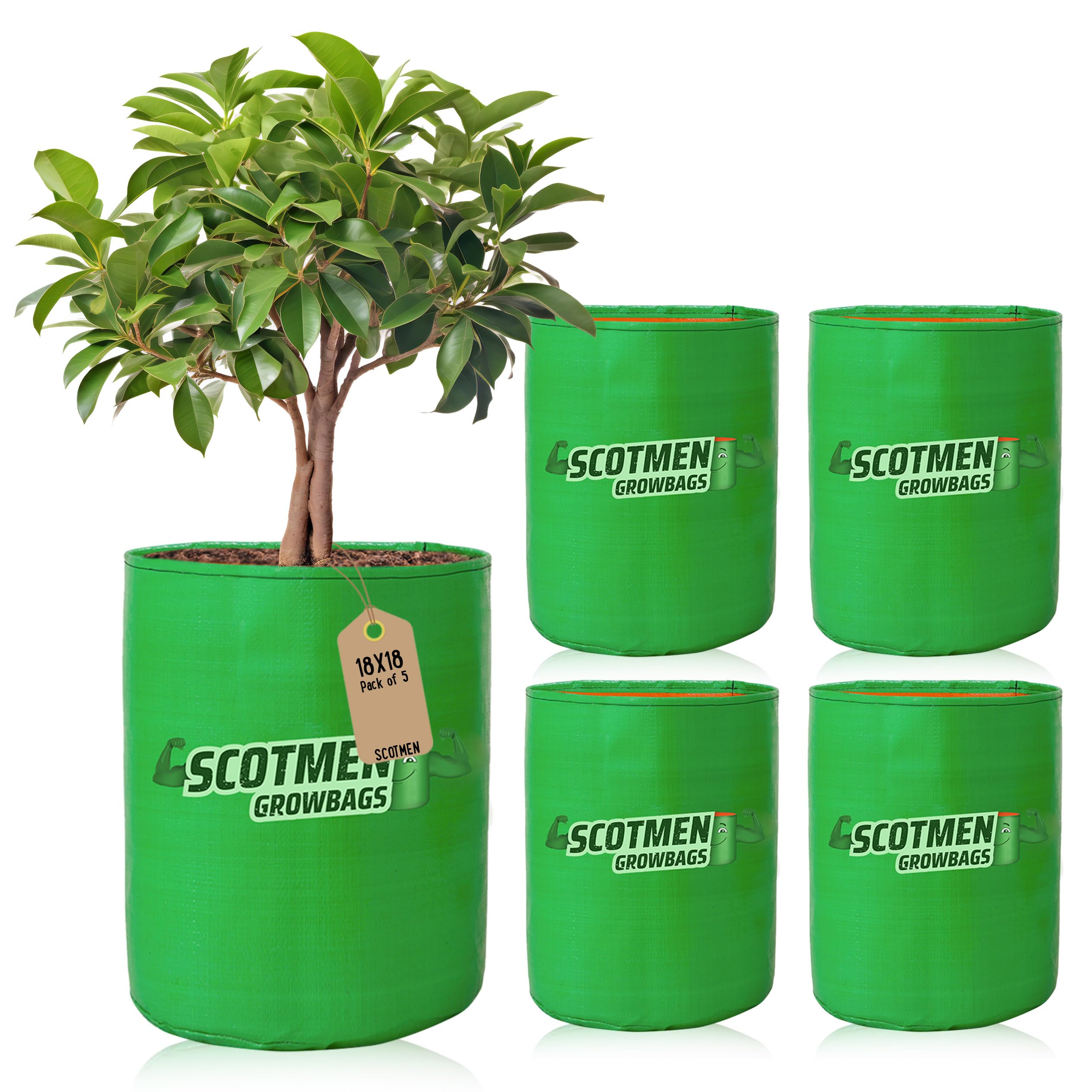 SCOTMEN HDPE UV Protected Round Green Grow Bags for Outdoor & Indoor Gardening Plant Bag, 18x18 Inch - Pack of 5 (B0B1B3DVC1) Amazon Price History, Amazon Price Tracker