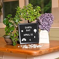 Vista 3 de Black Felt Letter Board 10"x10" Black Wooden Frame with White Letters Changeable Sign Boards for Home Decor Baby Announcement Letterboard With Stand