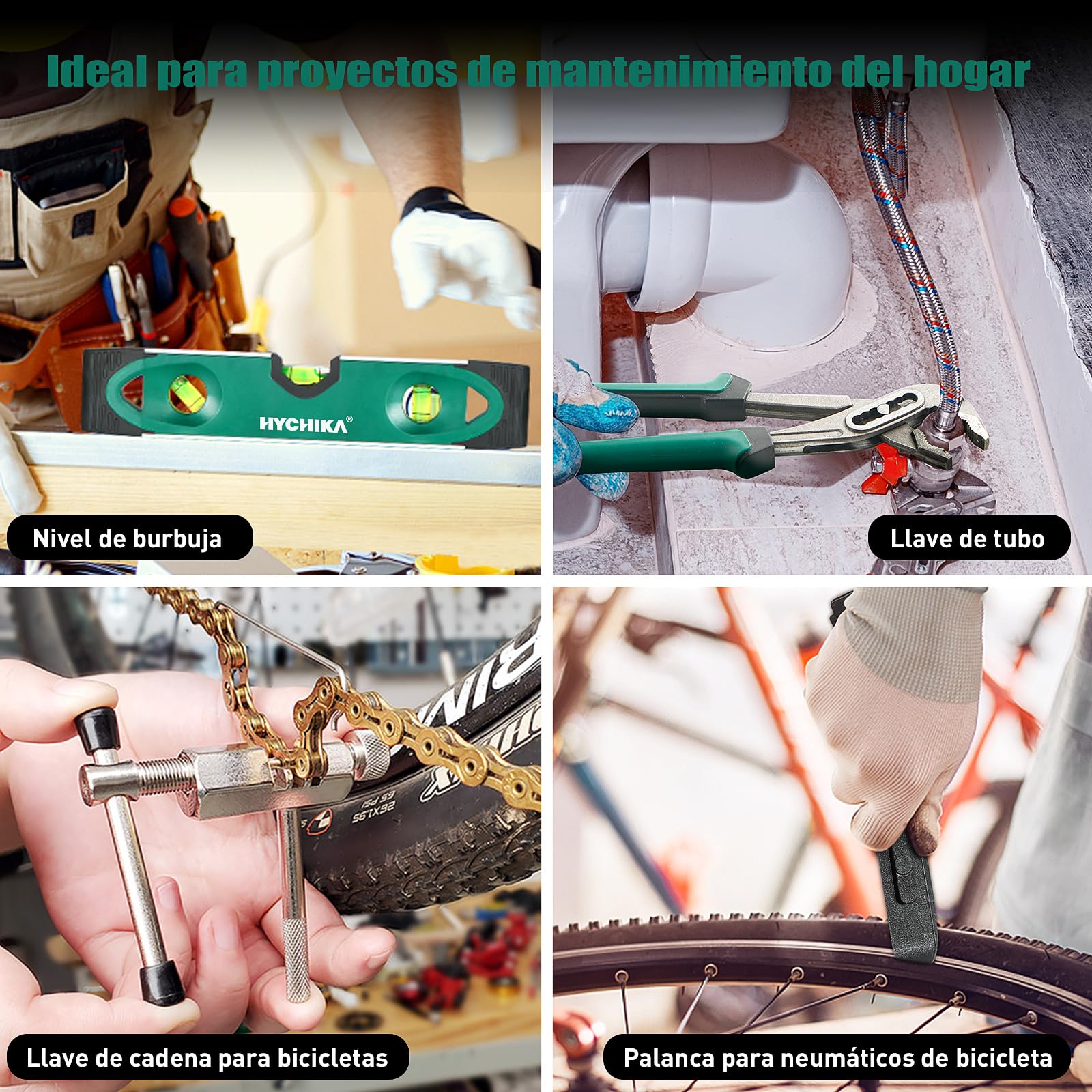 Taladro Atornillador 12V, HYCHIKA 104pcs Taladro Bateria Kit Herramientas Bricolaje, 1,5Ah destornillador electrico, 30N.m Par Máx, 1 Hora de Carga Rápida, Caja Herramientas Completa