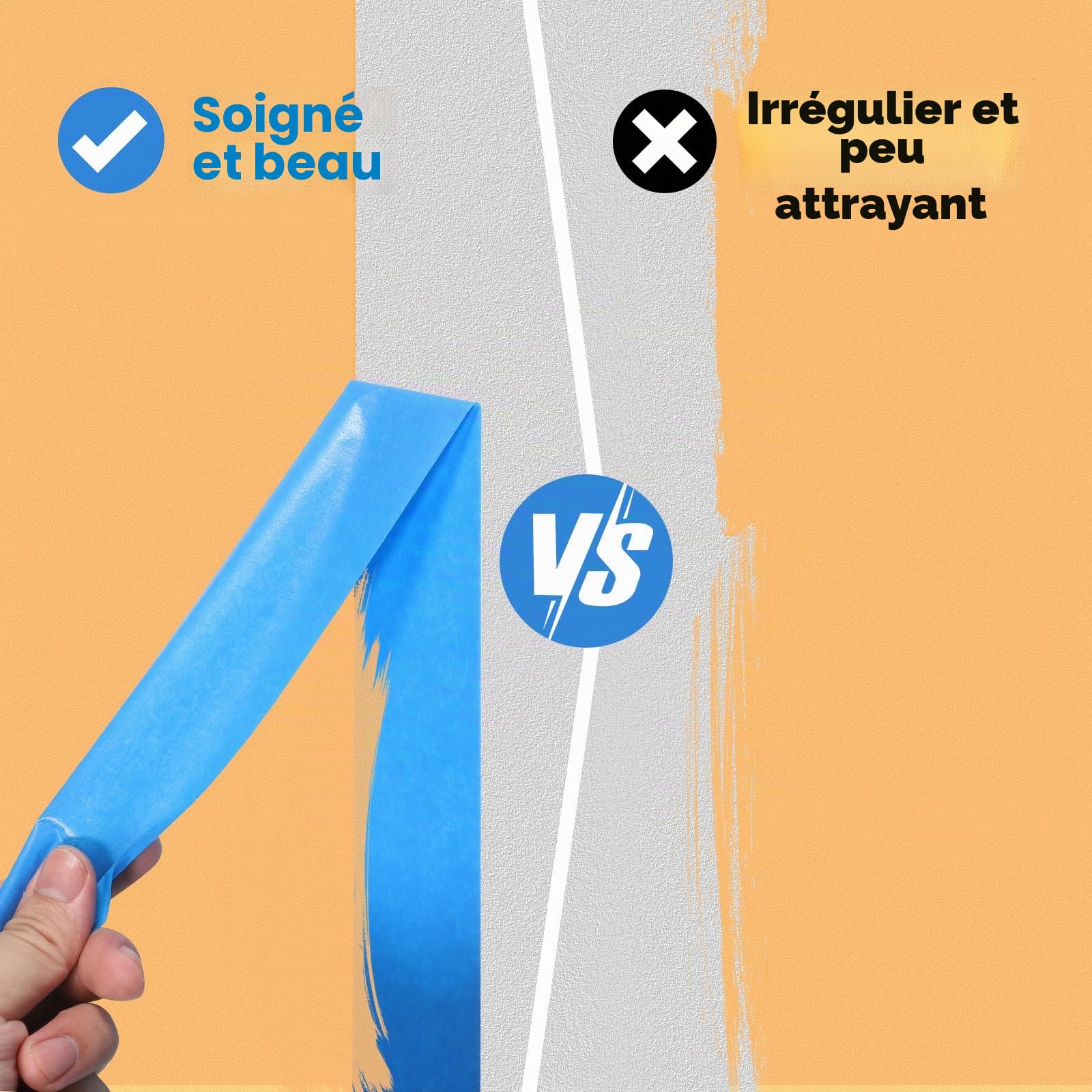 Lot de 10 rouleaux de ruban de masquage - 48 mm x 50 m - Bleu - Pour travaux de peinture, ruban de masquage, peintre, peinture - Résistant à la chaleur - Pour peindre, vernir, rénover