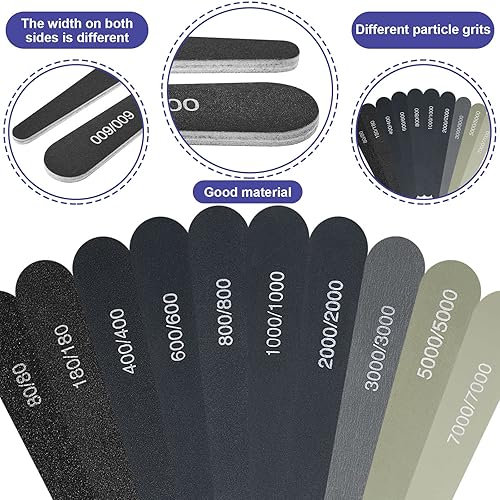 Miniatura 31 de Honoson 10 palitos de lijado para pulir para modelos de plástico, granos surtidos, manualidades, herramientas de papel de lija de madera de metal