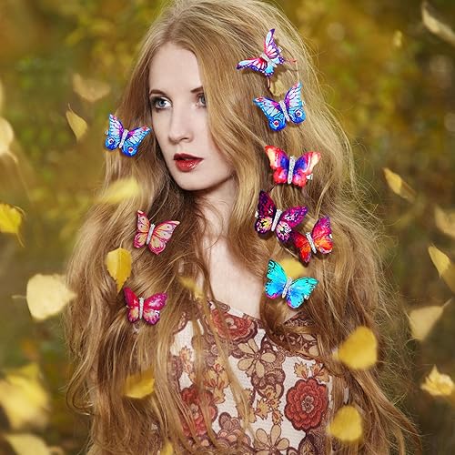 Miniatura 6 de Boao 18 pinzas para el cabello de mariposa con purpurina para niñas, adolescentes y mujeres, accesorios para el cabello (estilo lindo)