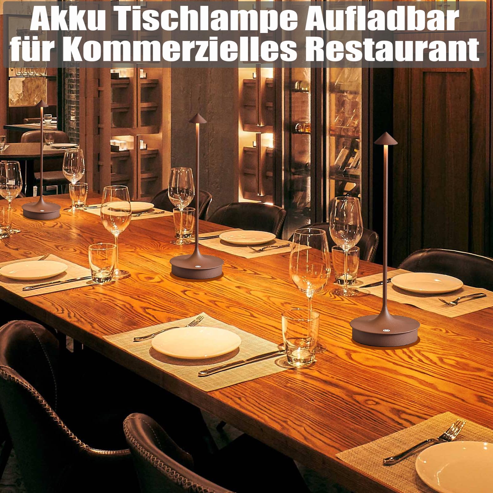 Leomix Kabellos LED Tischleuchte Kabellose Akku Tischlampe Aufladbar 4000mAh Tischlampe Touch Dimmbar Outdoor Tischlampe IP54 Wasserdicht für Restaurant/Bar/Garten/Balkon/Esstisch